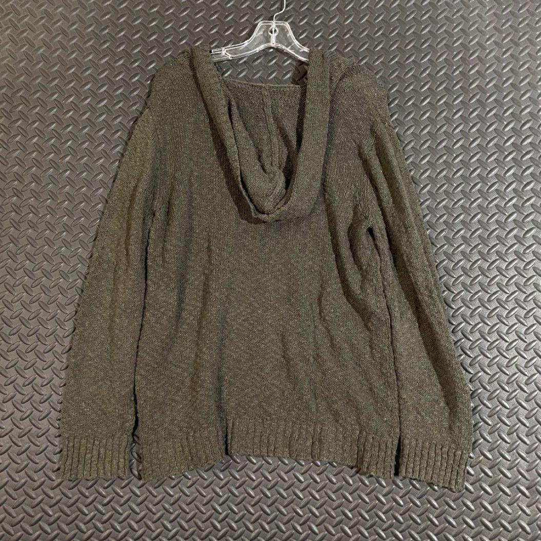Tommy Bahama Tommy Bahama Hooded Sweater Olive Green V-Neck Cable Knit Women Size XL Pullover Pullover (Regular) Womens Size XL / US 12-14 / IT 48-50 - 3 Thumbnail