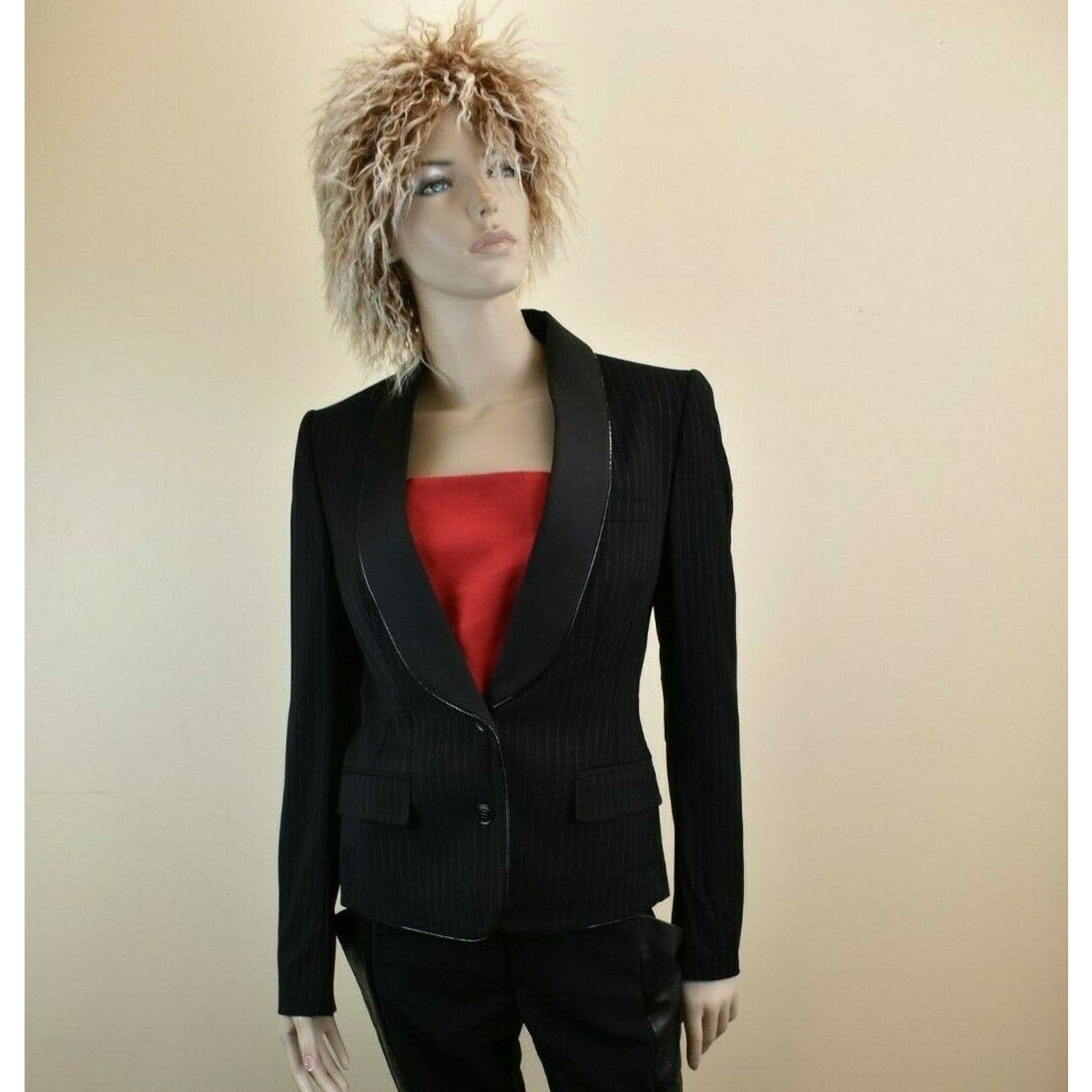 Dolce & Gabbana DOLCE GABBANA BLACK STRIPE WOOL 2 BUTTON TUXEDO BLAZER 44 10 Size L / US 10 / IT 46 - 7 Thumbnail