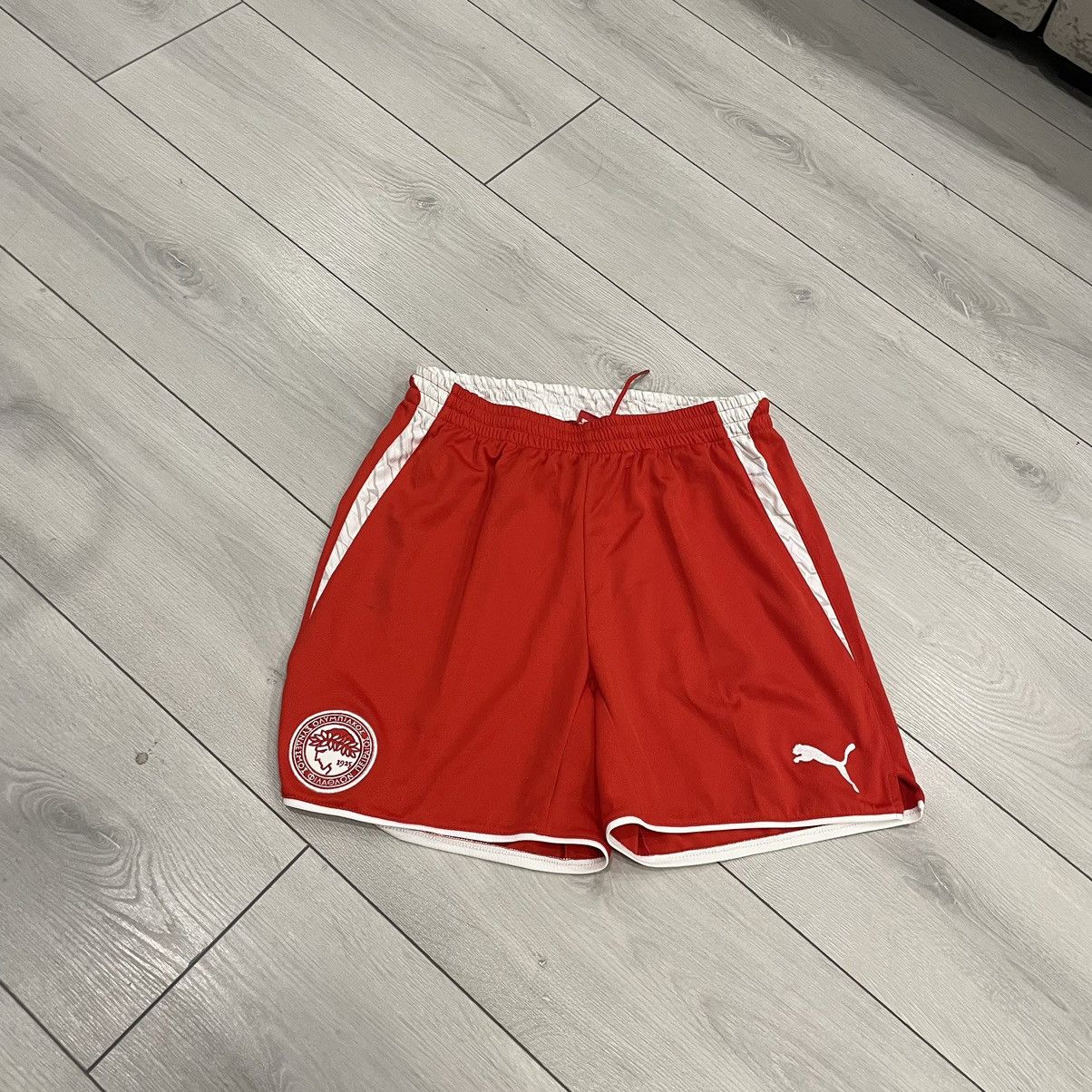 Puma × Vintage Puma shorts olympiacos Piraeus olympia 90s jersey tee shirt Size US 28 / EU 44 - 1 Thumbnail