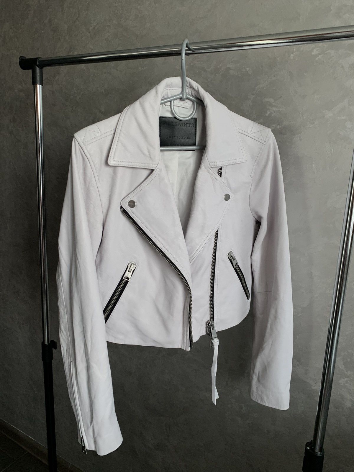 Allsaints AllSaints Leather Dalby Biker Crop White Jacket sz US2/EU34 Size XS / US 0-2 / IT 36-38 - 20 Thumbnail
