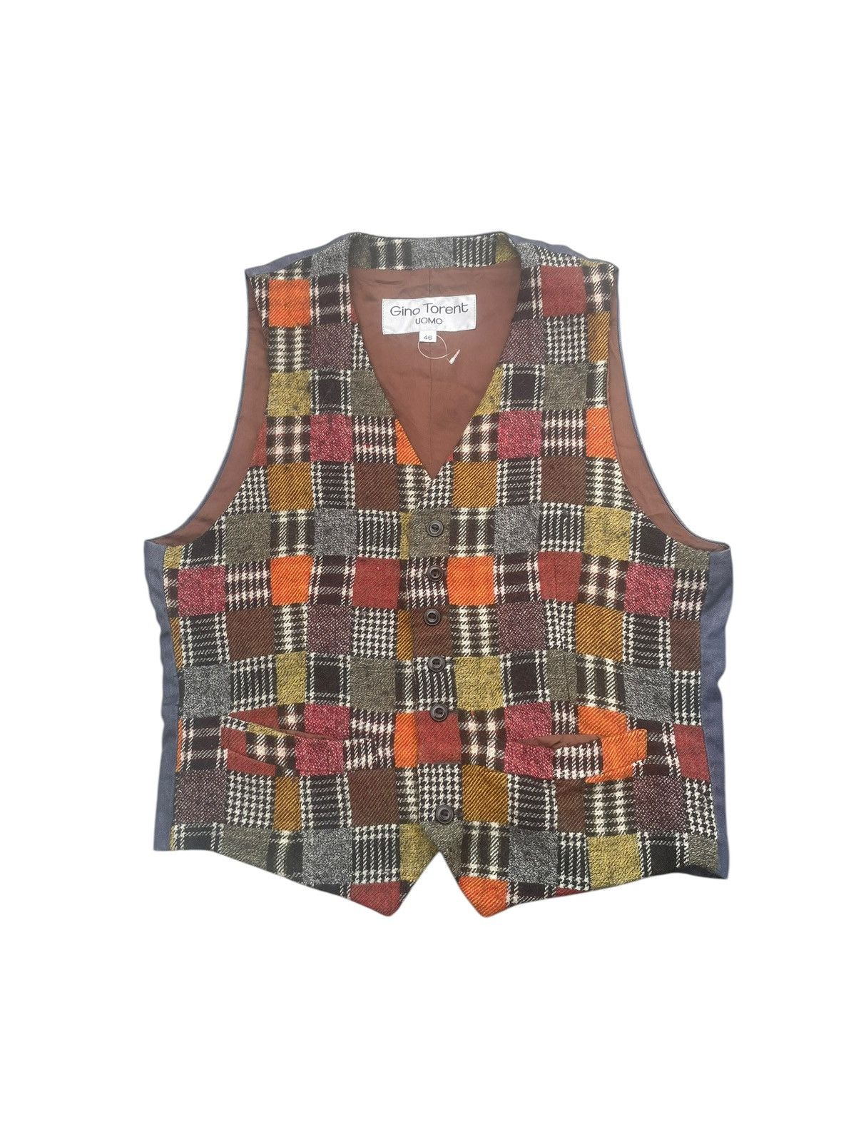 Japanese Brand Vintage Gino Torent Uomo Checkered Vest Size US M / EU 48-50 / 2 - 1 Thumbnail