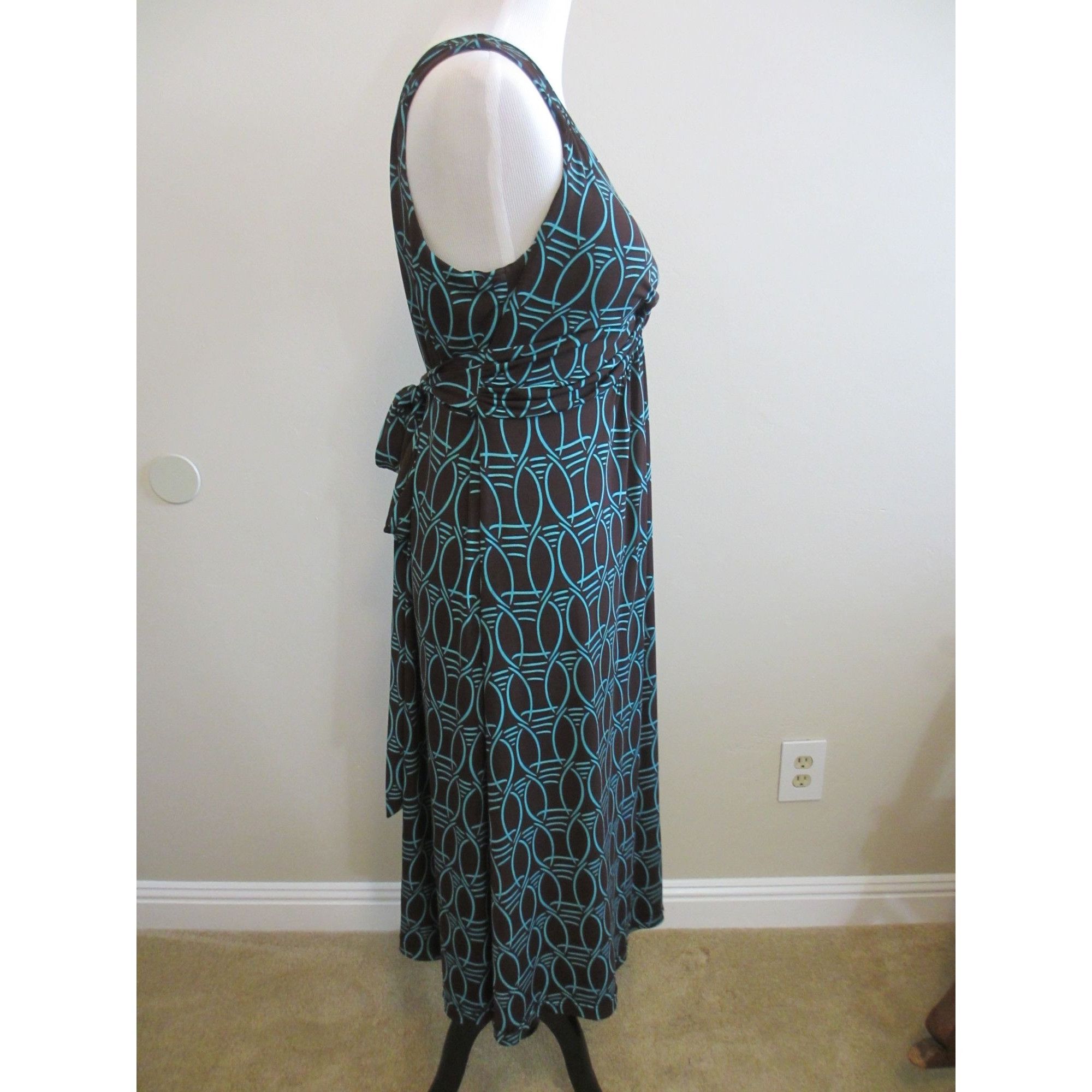 Other ZENOBIA BLUE AND BROWN SLEEVELESS2X DRESS WITH TIE AT BACK S Size XXL / US 16-18 / IT 52-54 - 3 Thumbnail