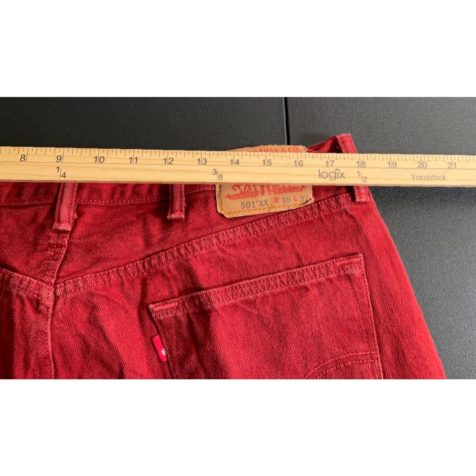 Levi's Levi's 501 XX Jeans Men 36 x 29 Red Denim Button Fly Straight Vintage Grunge Retro 5-Pocket Mens (Regular) Regular None Size US 36 / EU 52 - 5 Thumbnail