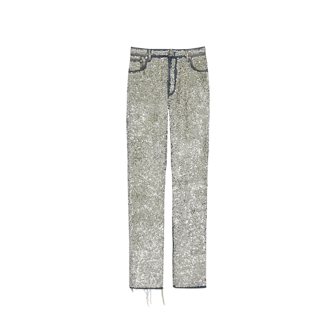 Gucci o1s1wg110125 Denim Trouser Pant With Sequins in Silver Size US 34 / EU 50 - 1 Thumbnail
