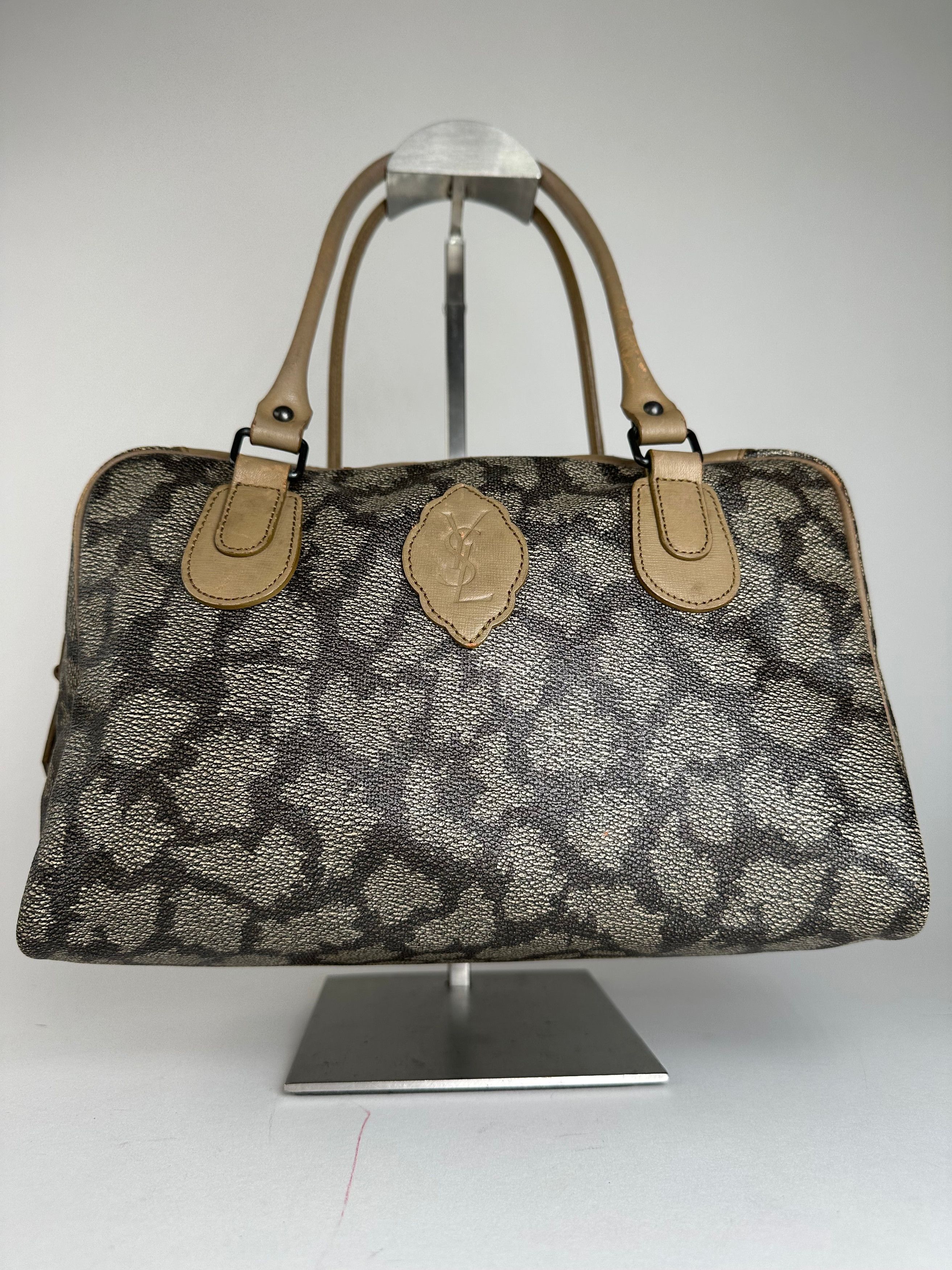 Other Vintage Yves Saint Laurent Stone Emblossed Leather Boston Ba Size ONE SIZE - 1 Thumbnail