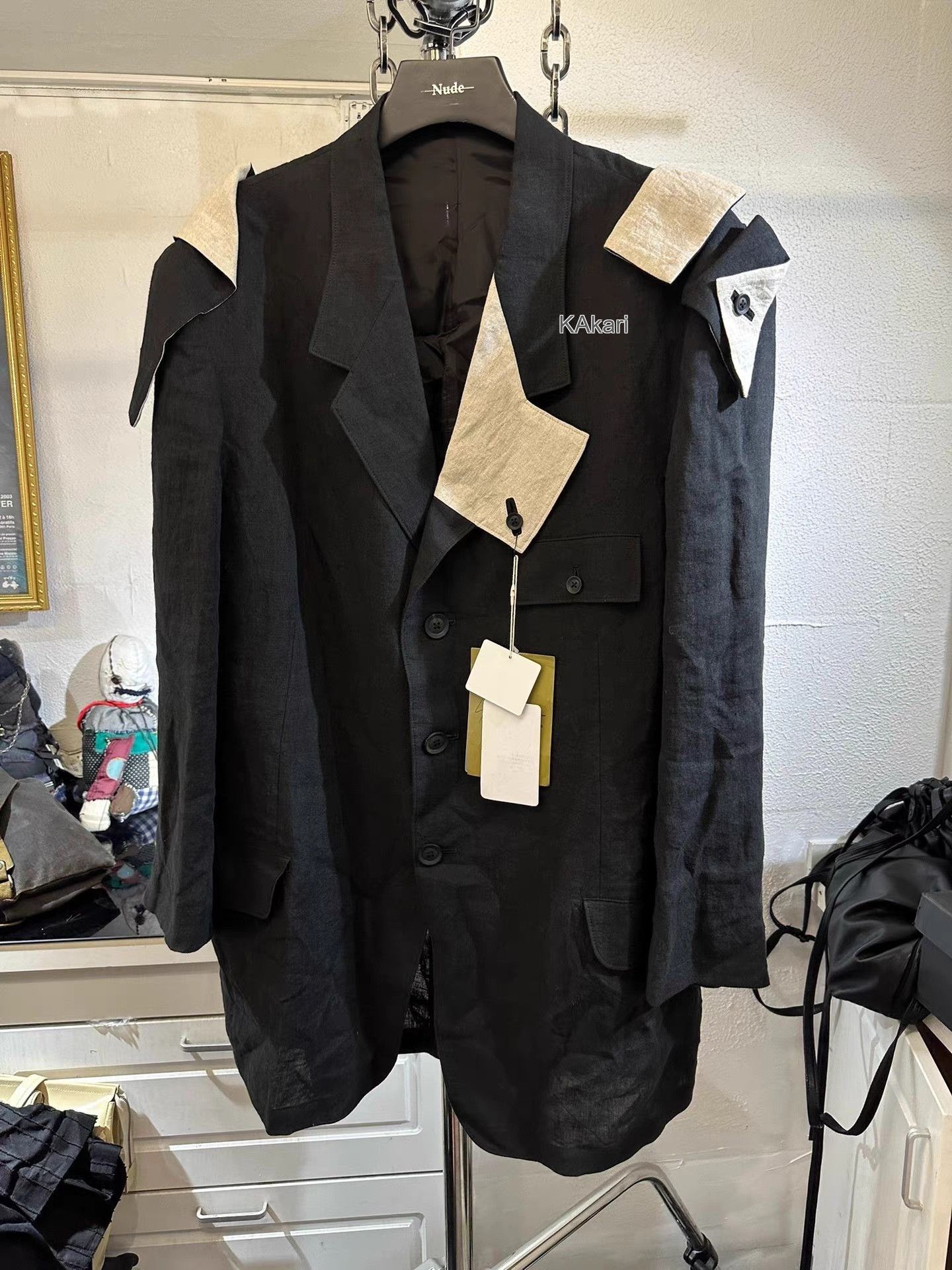 Yohji Yamamoto Asymmetrical Shoulder Button Front Jacket Size US M / EU 48-50 / 2 - 1 Thumbnail