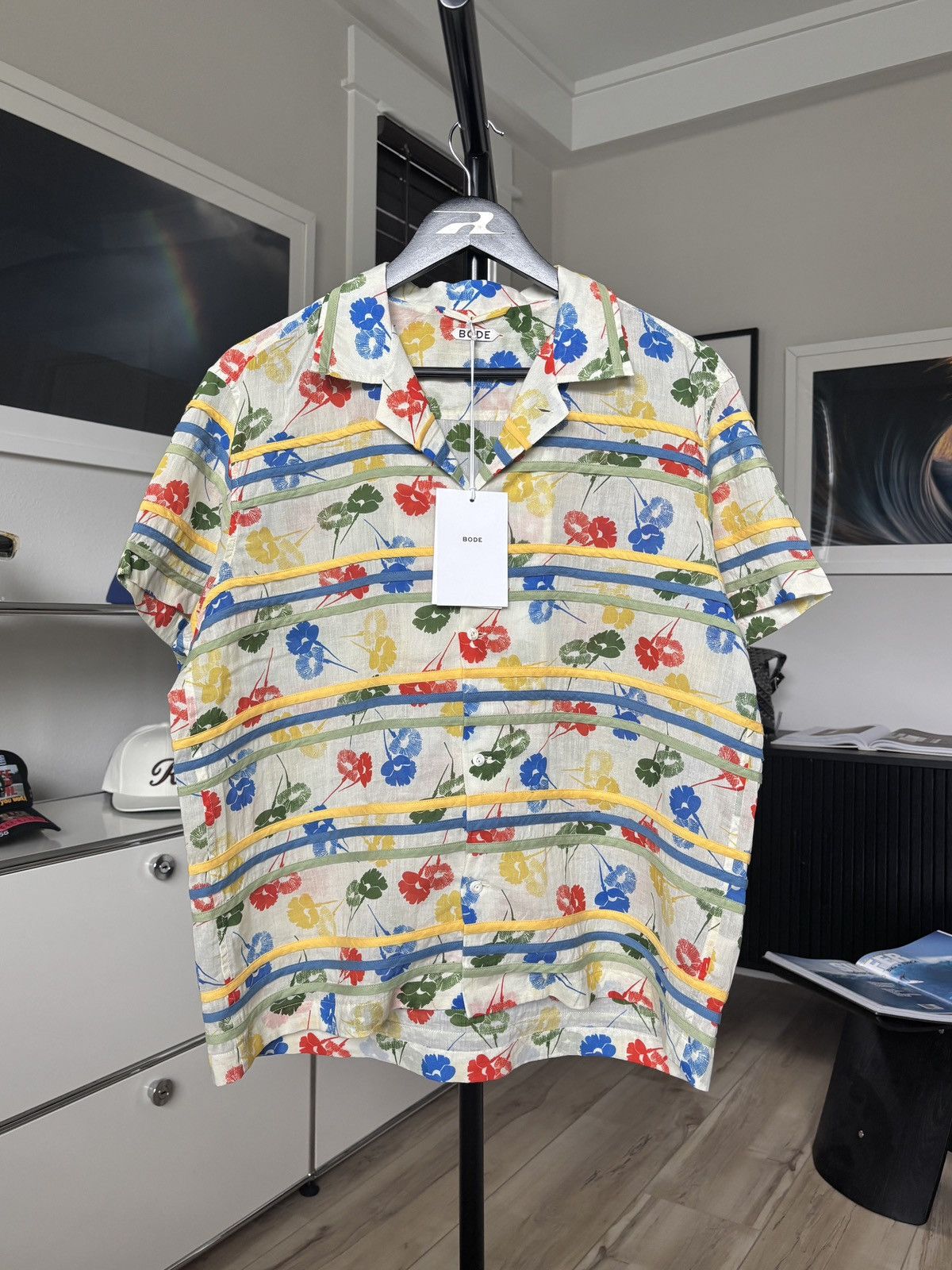 BODE FLORAL PATTERN LOGO BUTTON UP SHIRT