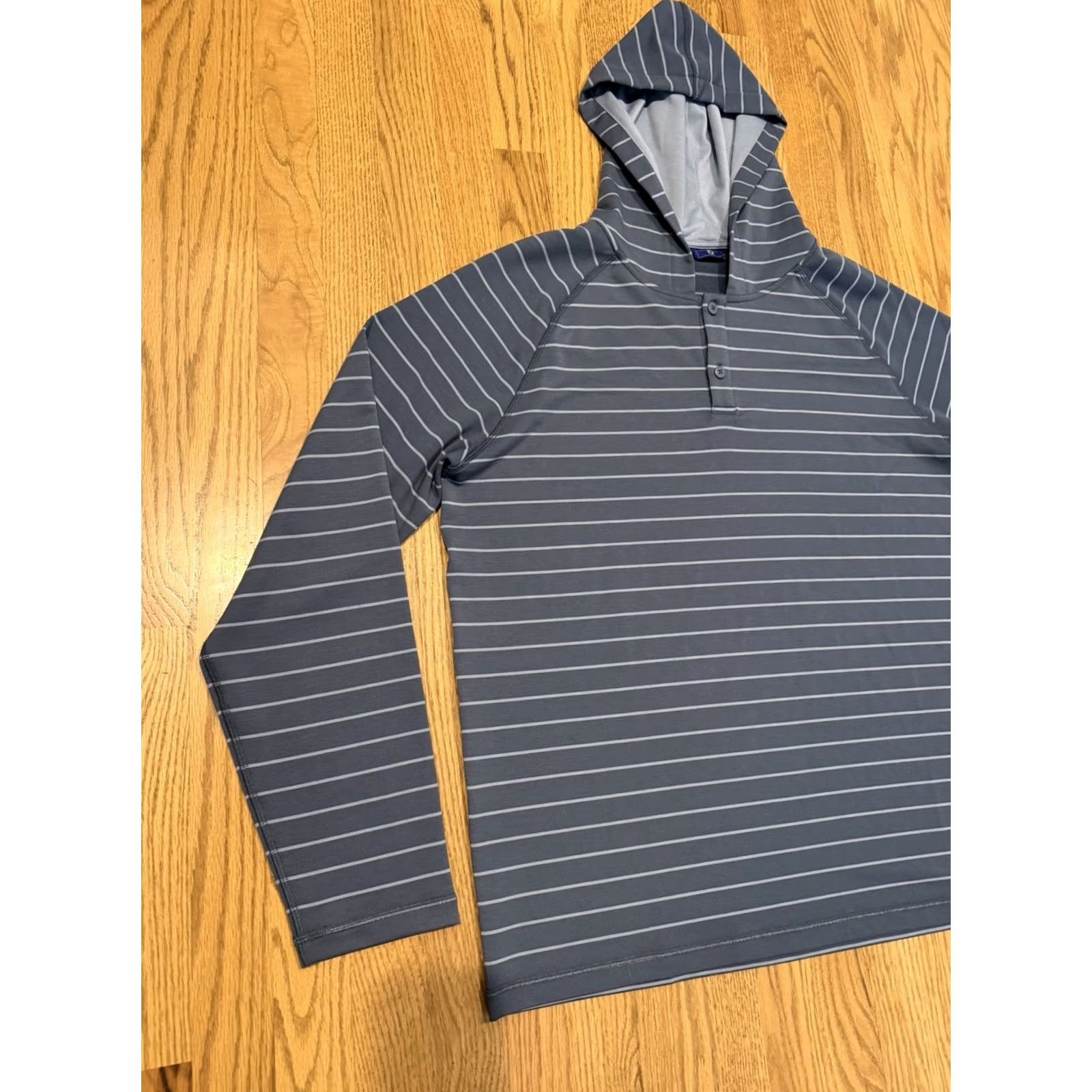 Footjoy FootJoy FJ Henley Hoodie Mens Large Pullover Striped Blue Golf DriRelease Size US L / EU 52-54 / 3 - 3 Thumbnail