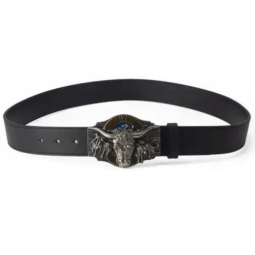 Designer PU Leather Skull Bull Horns Belt Size 44 - 3 Thumbnail