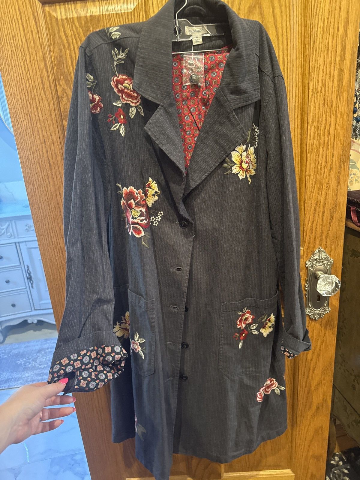 Other Grey with floral embroidery coat Size XL / US 12-14 / IT 48-50 - 1 Thumbnail