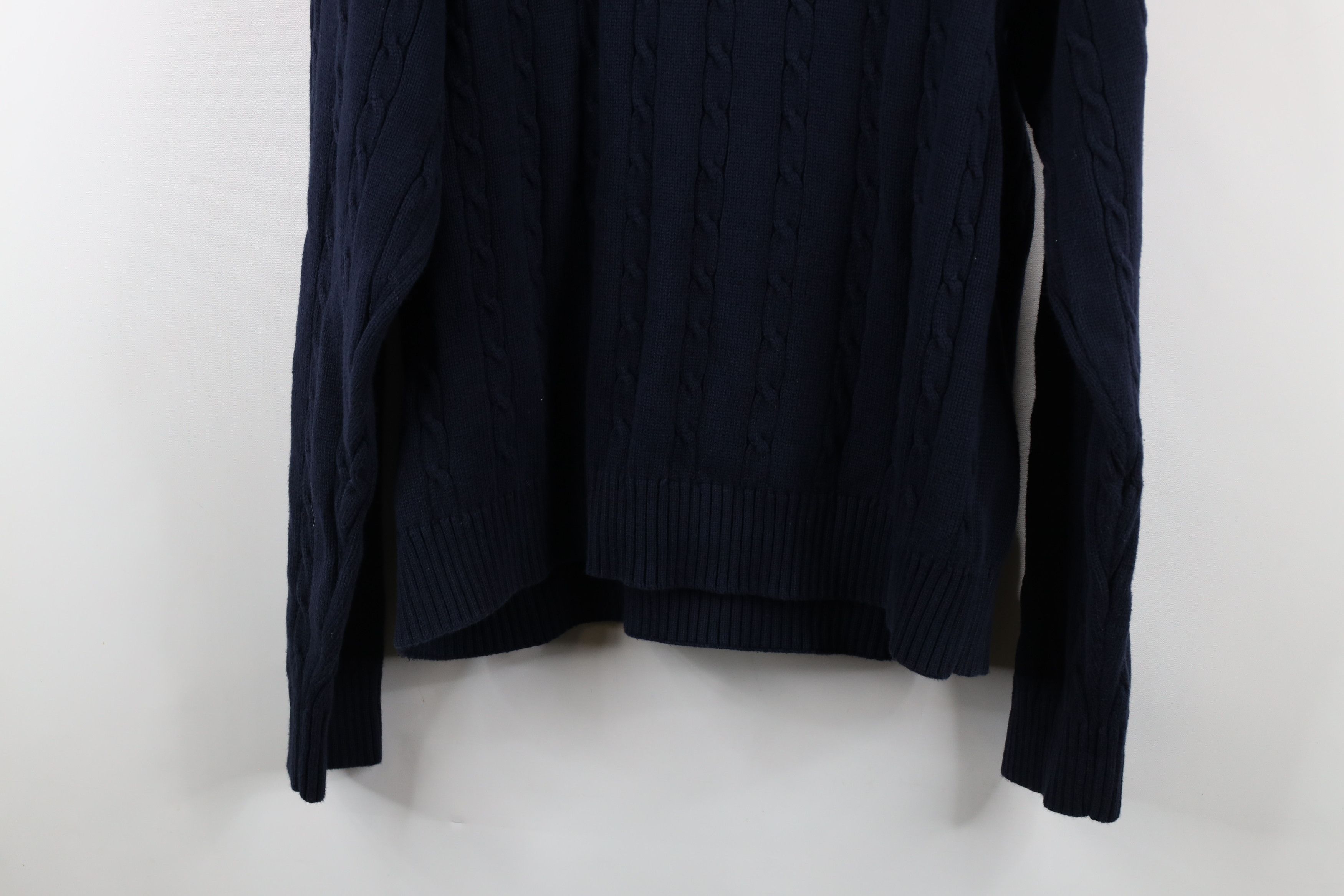 Tommy Hilfiger × Vintage Vintage 90s Tommy Hilfiger Cotton Cable Knit Sweater Blue Size US XXL / EU 58 / 5 - 9 Thumbnail