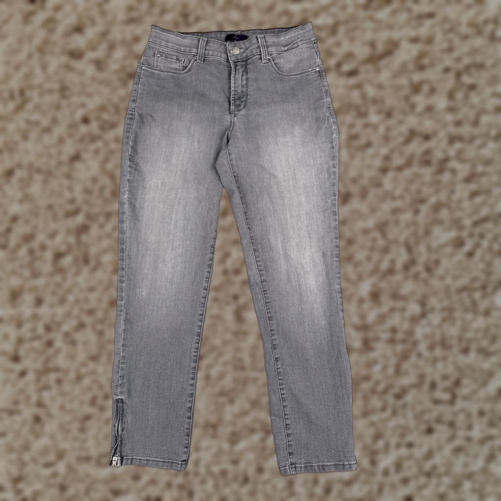 NYDJ NYDJ Jeans Womens 6 Gray Denim Skinny Ankle Zip NYDJ Jeans 28x27 Cord 5-Pocket Solid Cotton Medium Rise Denim Wash Vintage No Size 28" / US 6 / IT 42 - 1 Thumbnail