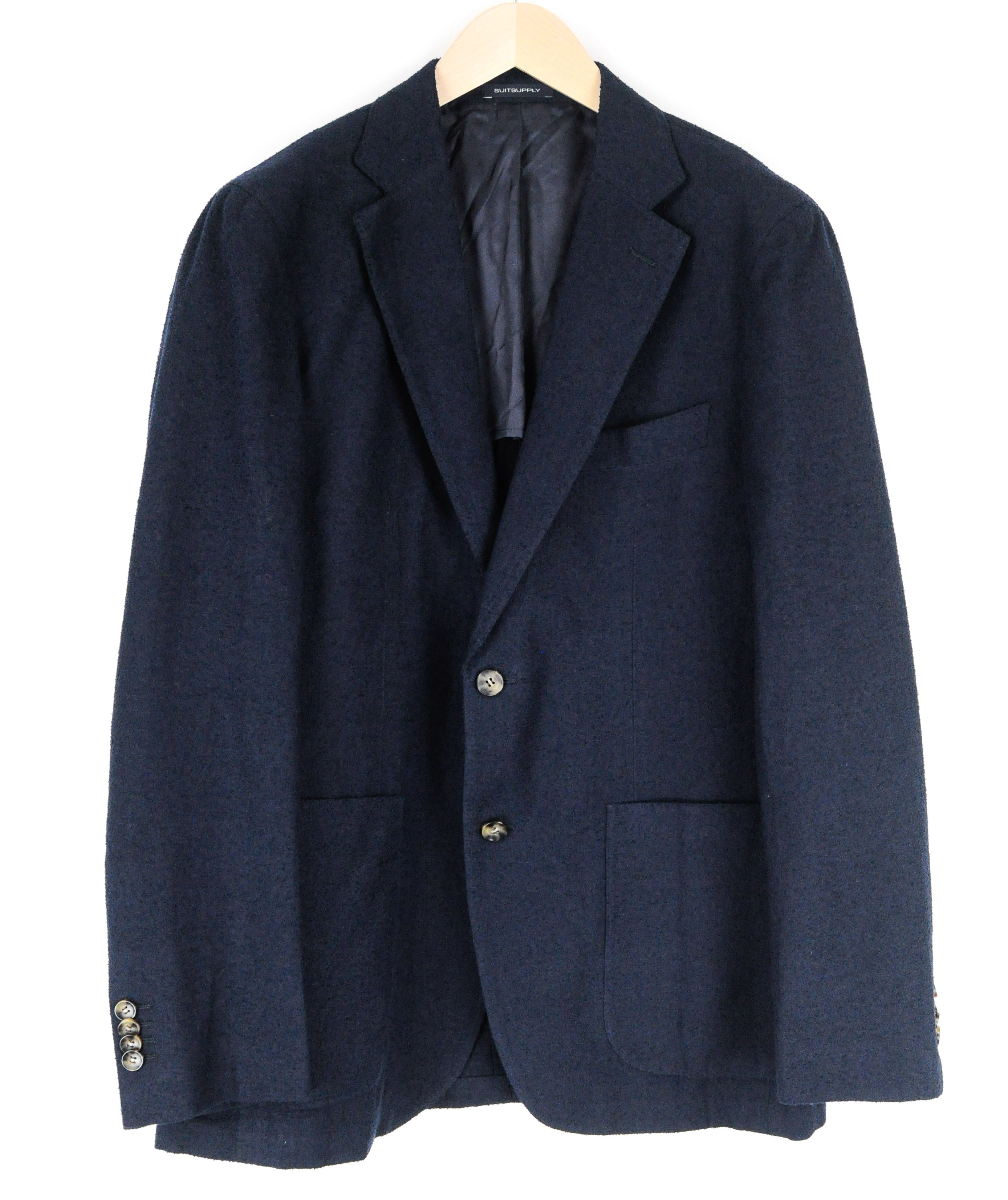 image of Suitsupply Havana Patch Uk44R Navy Slim Cotton Wool Linen Blazer 54357, Men's