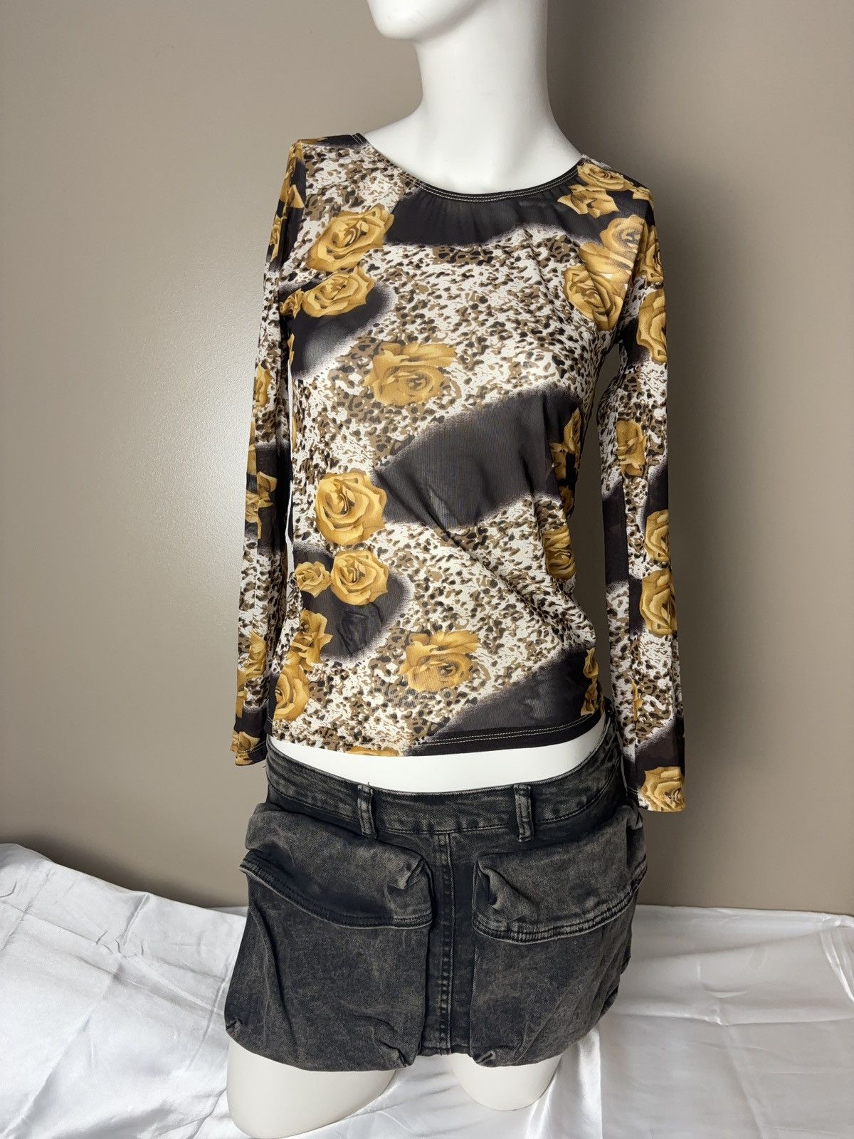 Japanese Brand × Vintage Roses printed mesh long sleeve vintage top Size M / US 6-8 / IT 42-44 - 9 Thumbnail