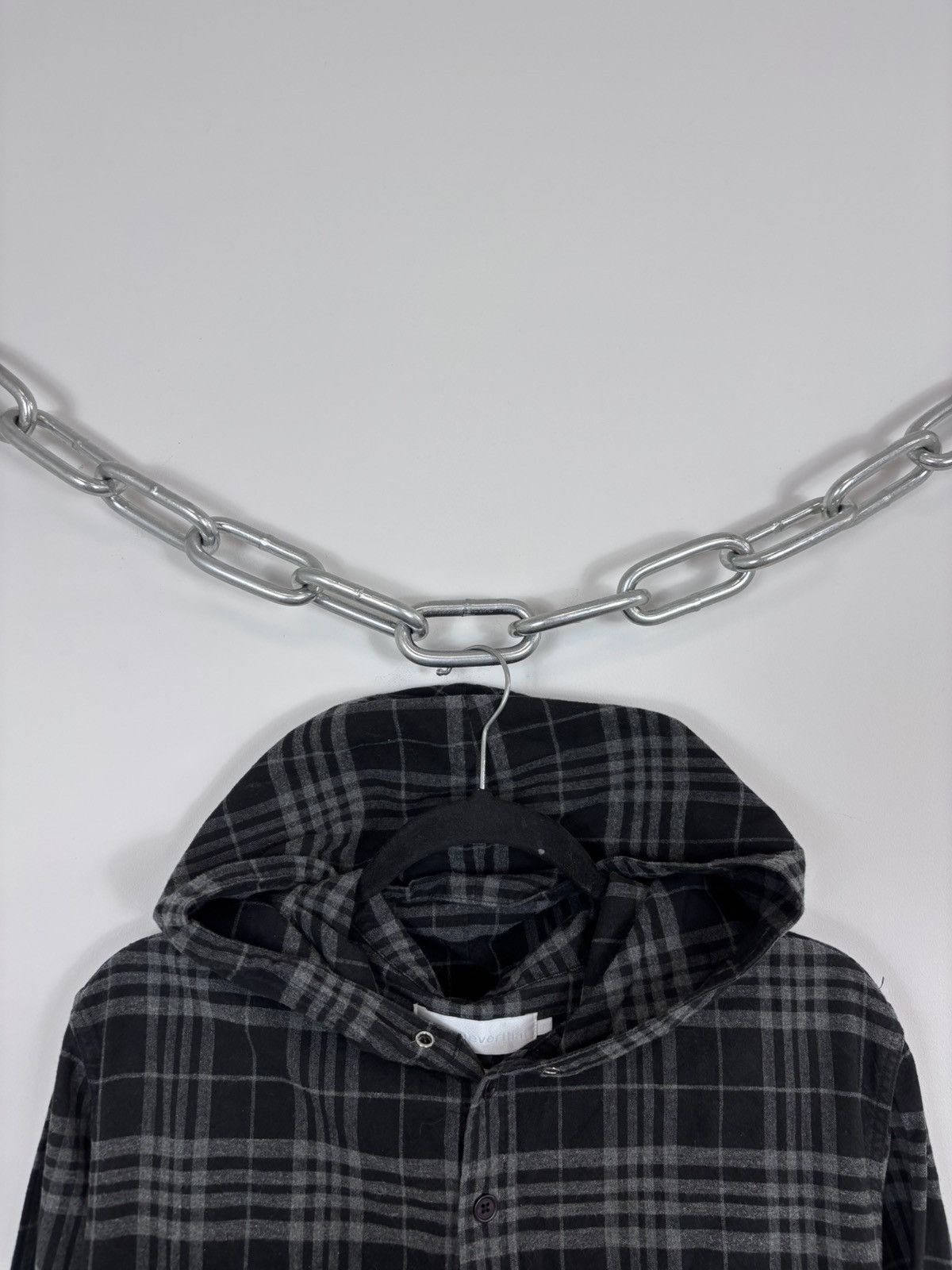 thisisneverthat thisisneverthat Grey/Black Plaid Check Hooded Flannel Shirt Size US S / EU 44-46 / 1 - 4 Thumbnail
