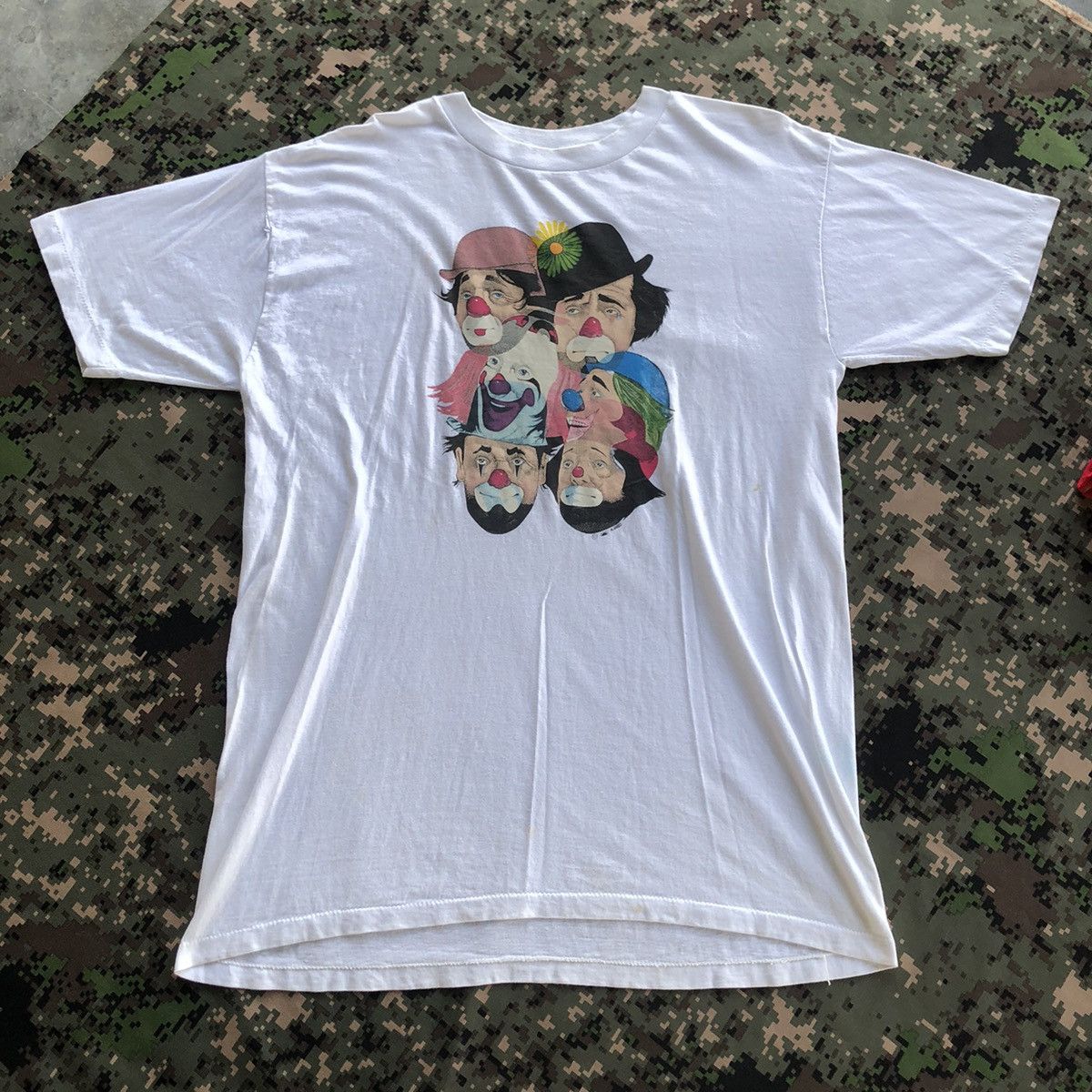 Vintage Vtg Clown Faces Art M. Harris Tshirt Size US XL / EU 56 / 4 - 2 Thumbnail