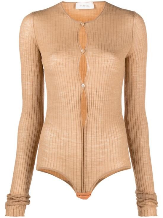 Sportmax SPORTMAX Women Bodysuit Tops 23661036600 DINAR002 Beige Size M / US 6-8 / IT 42-44 - 1 Thumbnail