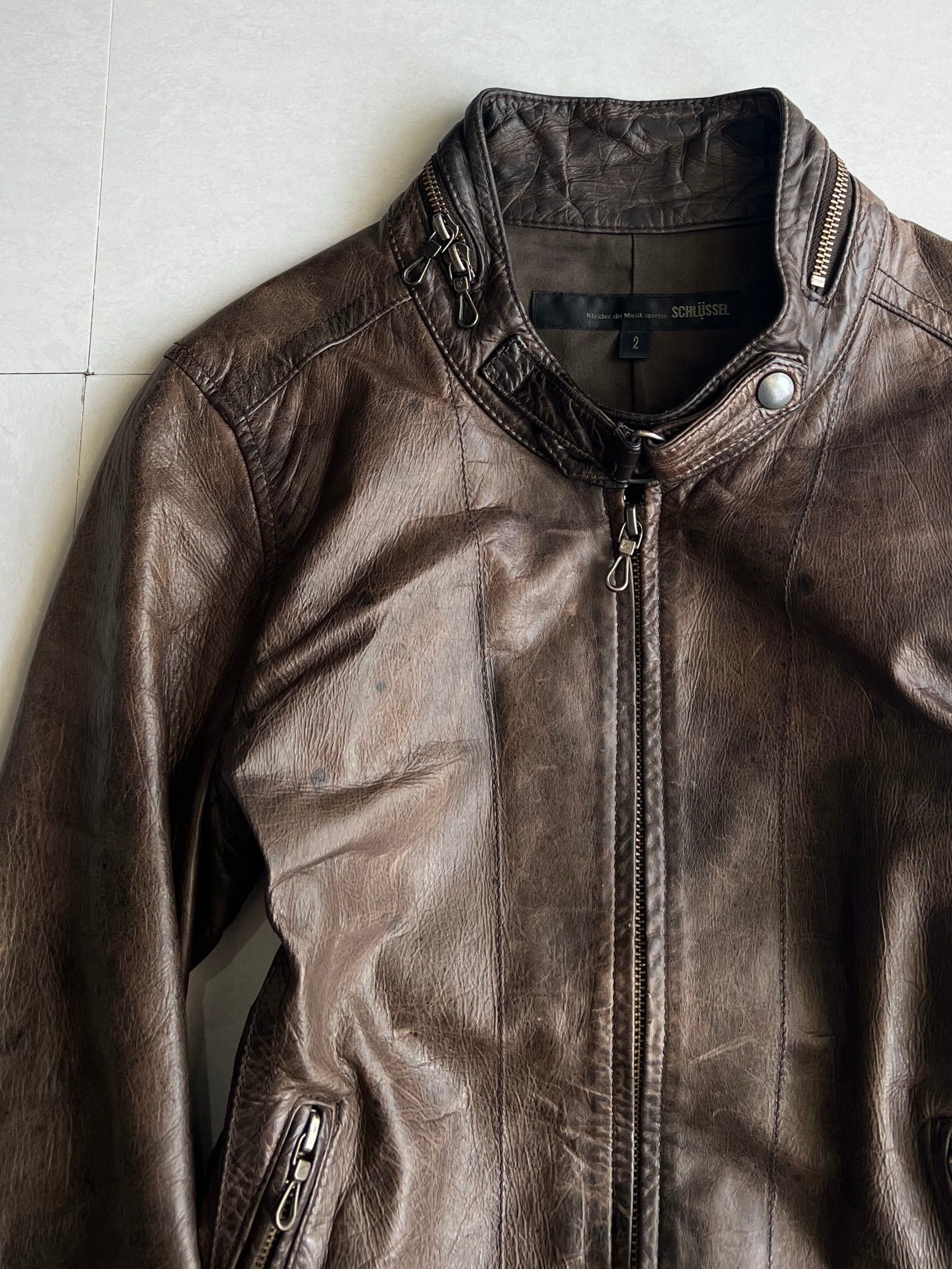 Schlussel "SCHLÜSSEL" Gimmick Single Leather Jacket Size US L / EU 52-54 / 3 - 2 Thumbnail