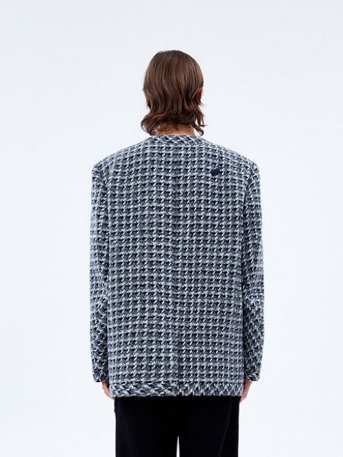 Ader Error Grey Tweed Round Collar Blazer Size 34R - 3 Thumbnail
