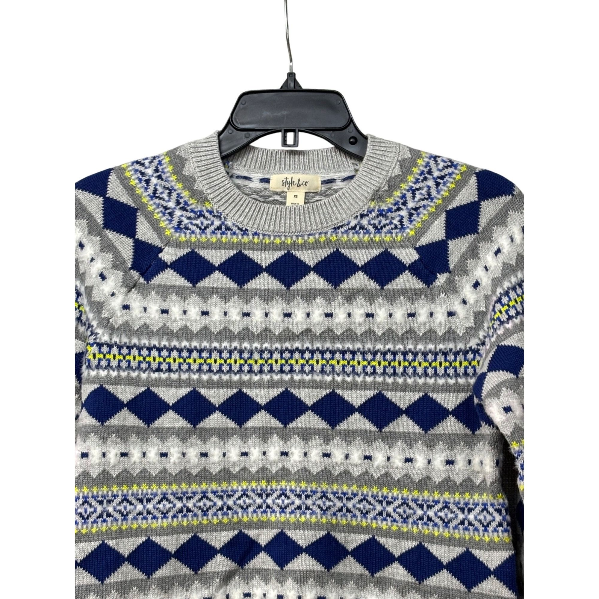Style & Co Style & Co Fair Isle Crew-Neck Sweater, Stripe Gray, Sz. XS- Size XS / US 0-2 / IT 36-38 - 12 Thumbnail