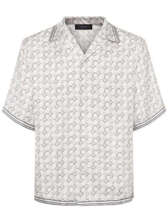 Amiri o1lsvrm0425 MA Quad Silk Bowling Shirt in Asphalt Size US XL / EU 56 / 4 - 1 Thumbnail