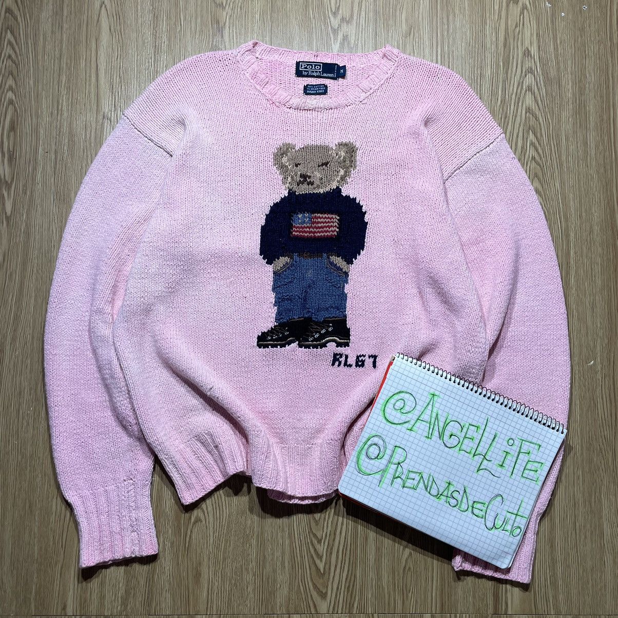 Polo Ralph Lauren × Vintage Sweater Polo Bear Pink Vintage Hand Knit Size M / US 6-8 / IT 42-44 - 5 Thumbnail