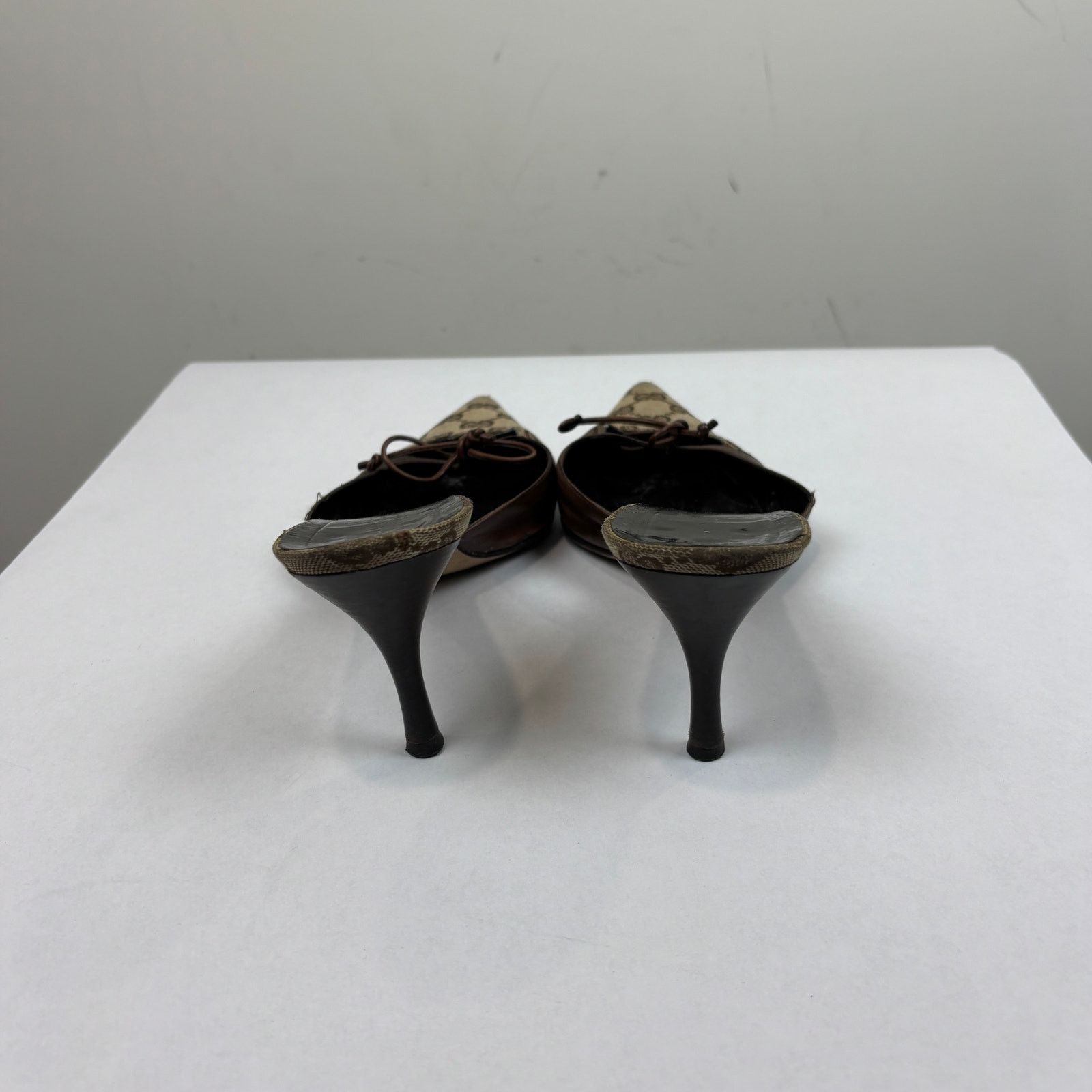 Gucci × Vintage VTG Gucci Monogram Cut Out Kitten Heels Mules Women's 8.5B Size US 8.5 / IT 38.5 - 4 Thumbnail