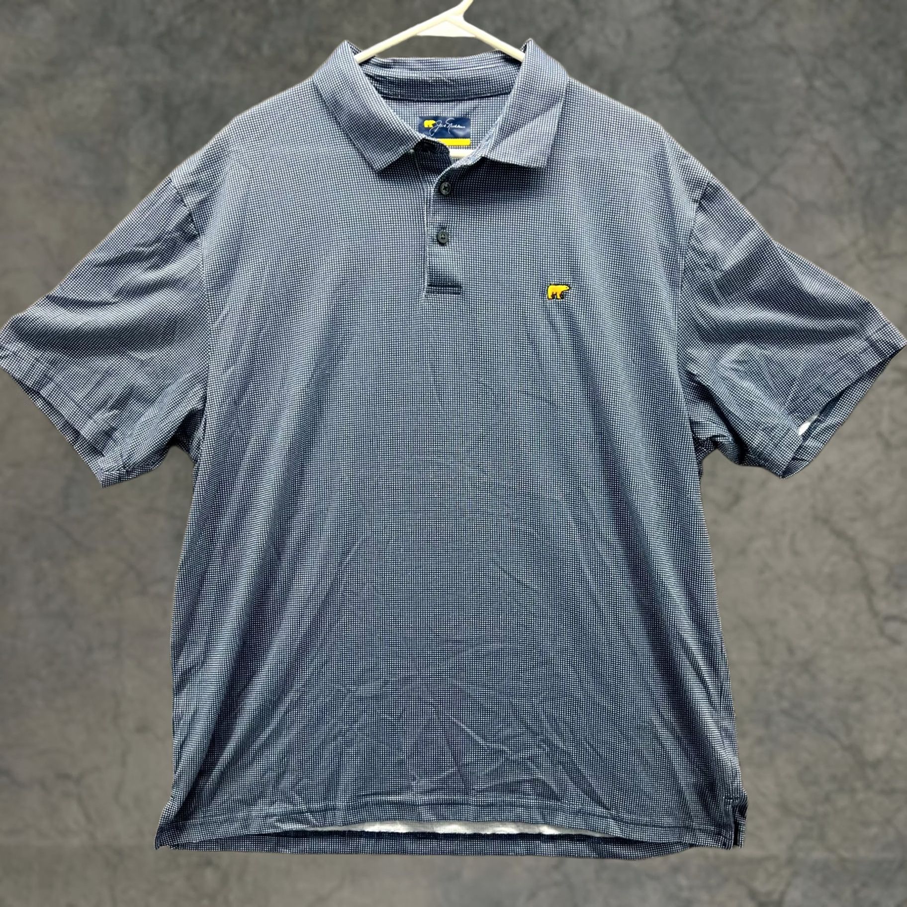 Vintage Jack Nicklaus Polo Shirt Mens XL Blue Knit Preppy Dress Polyester Short Sleeve Button Collar Logo Vintage No Size 46R - 1 Thumbnail