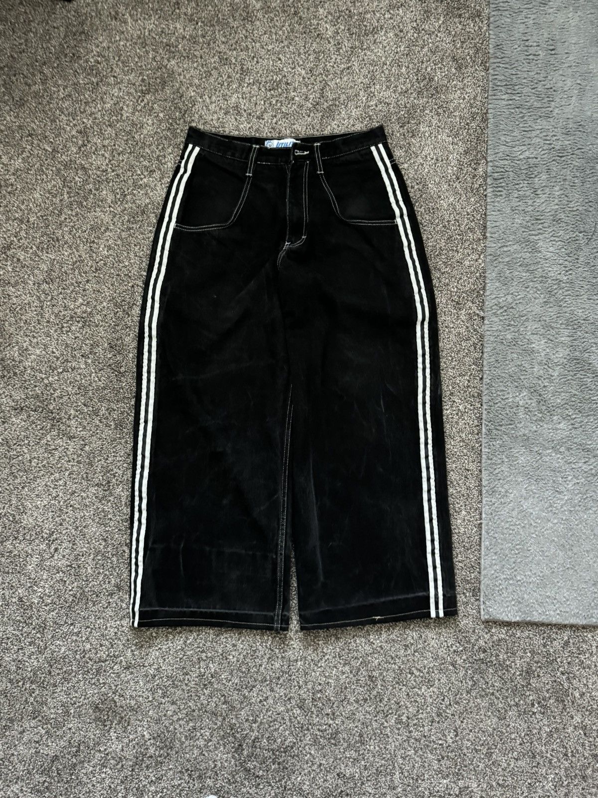 image of Jnco Type Striped Baggy Jeans in Black, Men's (Size 30)