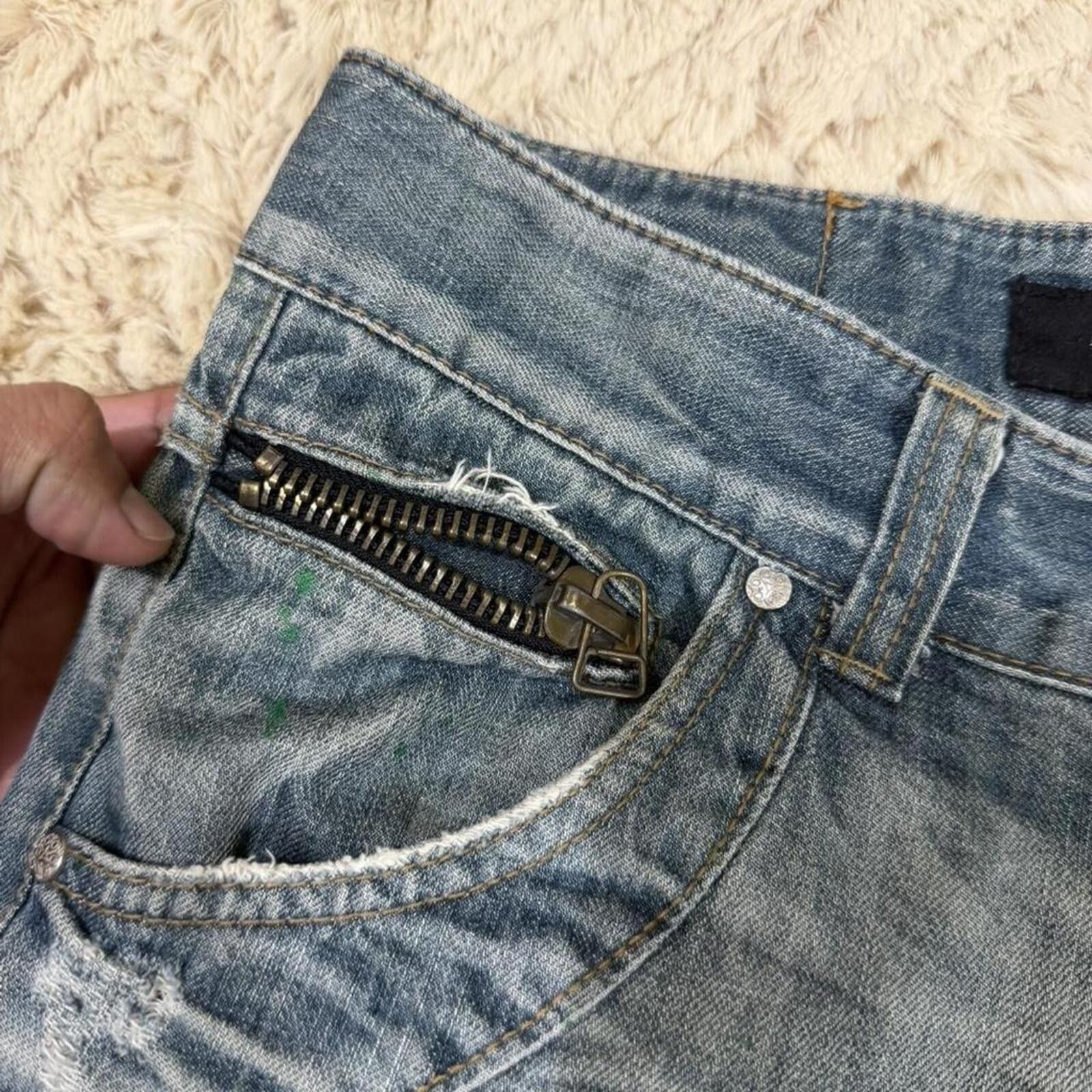Other Y2K Style Kesson blue jeans with green paint splatter Size US 32 / EU 48 - 6 Thumbnail