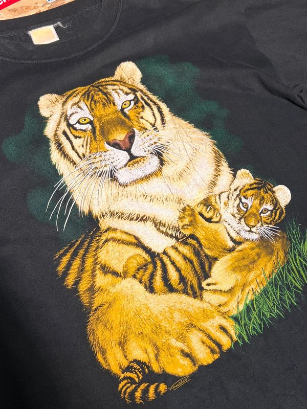 Vintage 90s Tiger Tee vintage og washed oversize Size US L / EU 52-54 / 3 - 2 Thumbnail