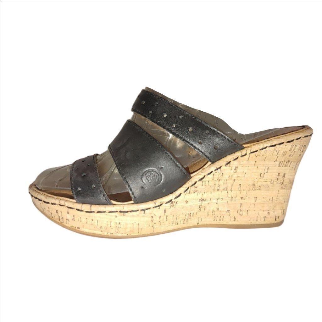 Born Born Marjorie Leather Cork Wedge Sandals Size 6 Size US 6 / IT 36 - 1 Thumbnail