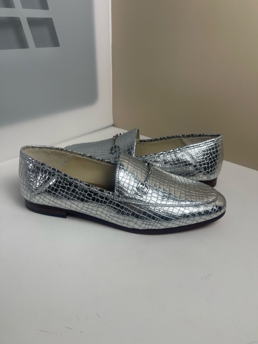 Sam Edelman Sam Edelman Loraine Leather Loafers 9 Silver Metallic Croco Size US 9 / IT 39 - 2 Thumbnail