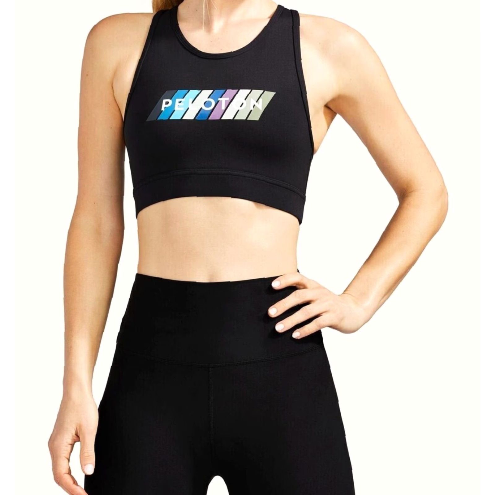 Vintage Peloton Sports Bra Shirt Womens 1X Black High Neck Racerback NWT Logo Cross Athletic Activewear Size ONE SIZE - 3 Thumbnail