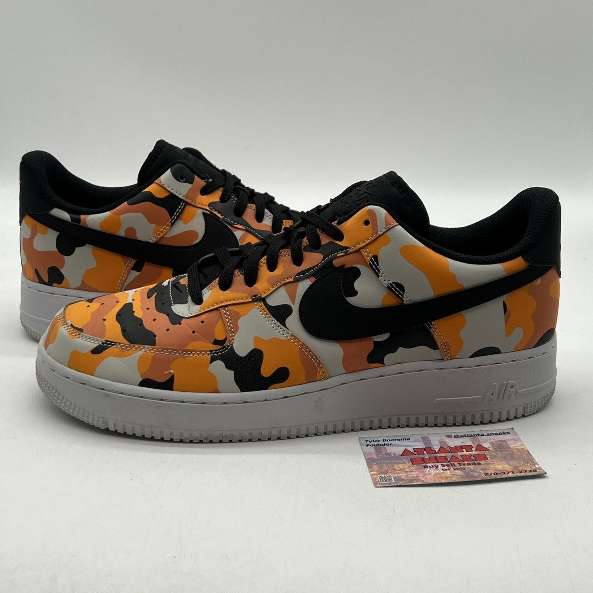 Nike Air force 1 07 orange camo Size US 12 / EU 45 - 1 Thumbnail