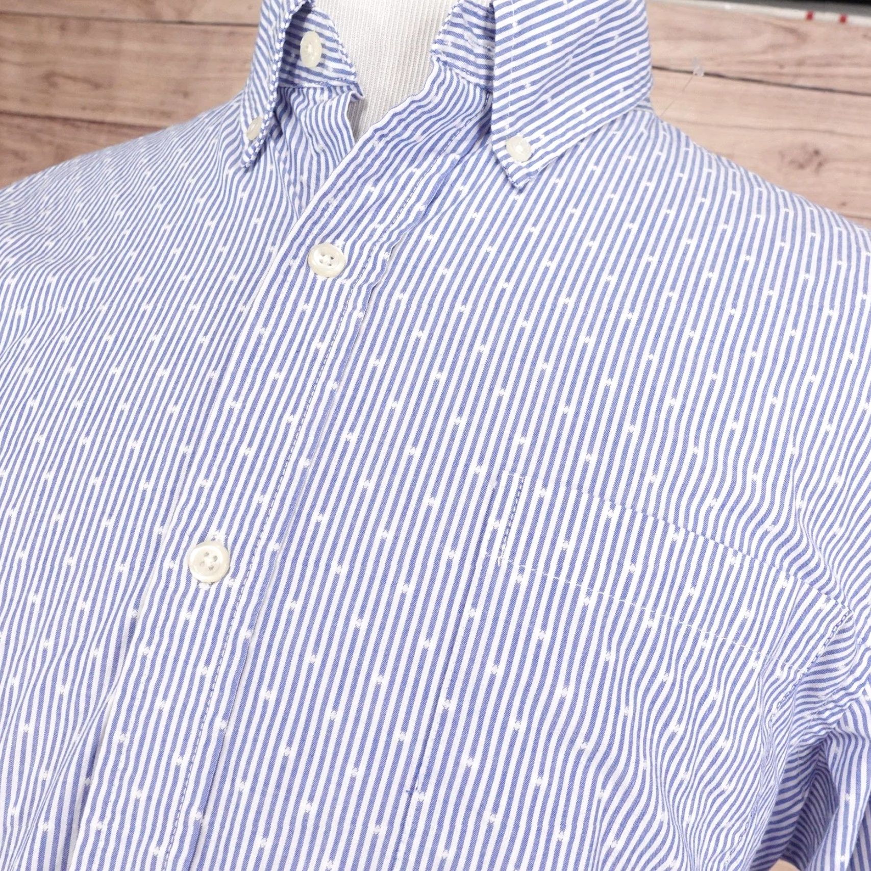 Chaps Chaps Shirt Mens XL Blue Stripe Long Sleeve Button-Down Stretch Easy Care Casual Size US XL / EU 56 / 4 - 2 Thumbnail