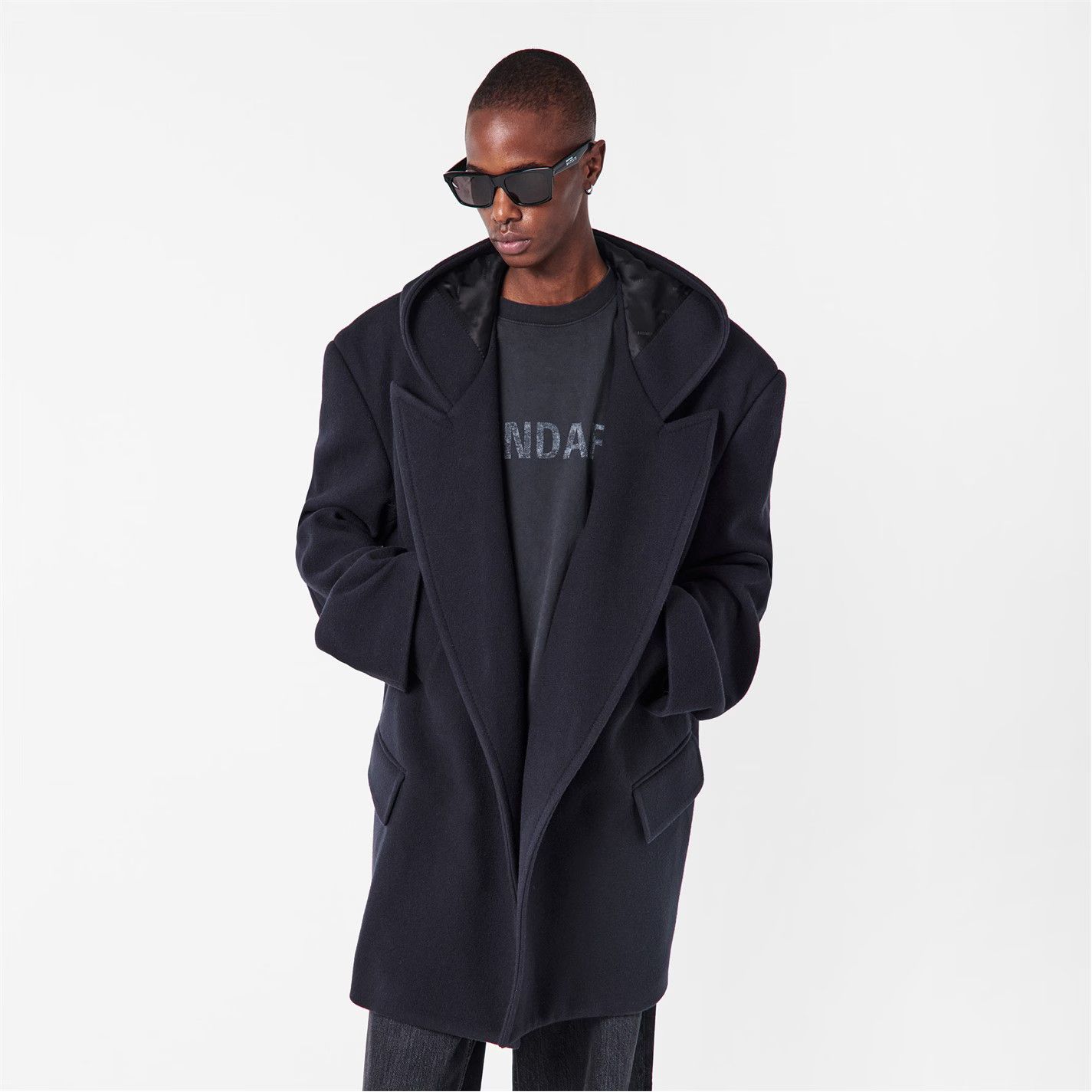 Balenciaga o1g2r1mq0226 Melton Double-Breasted Pea Coat In Dark Navy Size US M / EU 48-50 / 2 - 3 Thumbnail
