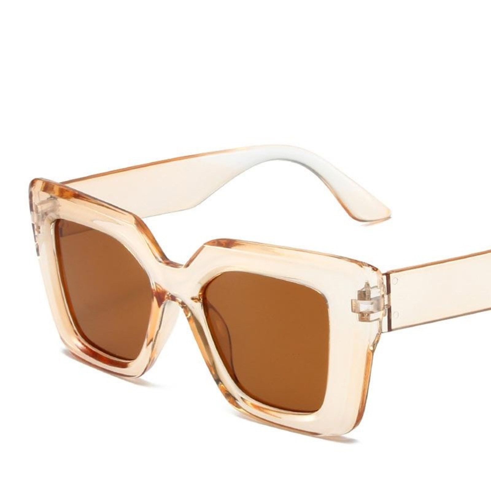 Nordstrom NEW NORDSTROM Clear Brown $78 Oversized Plastic Sunglasses Size ONE SIZE - 4 Thumbnail