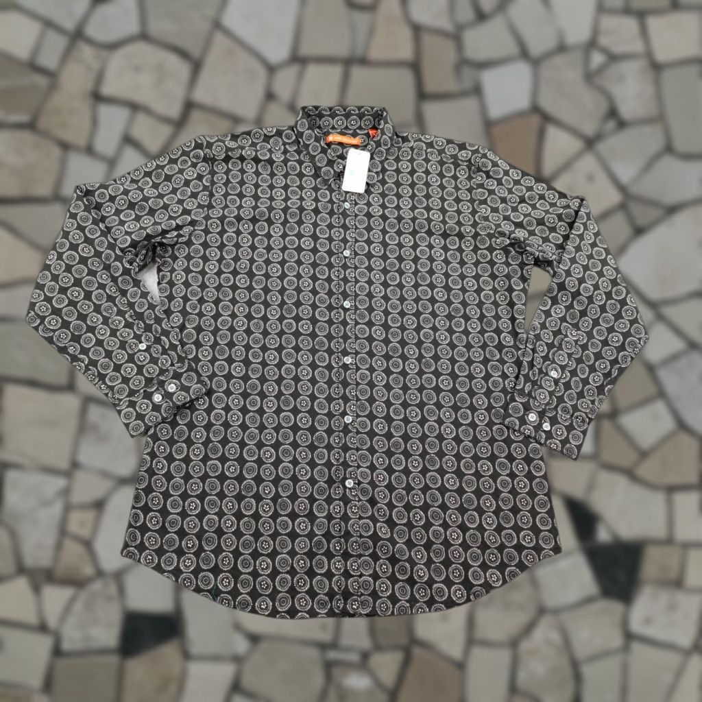 Tori Richard Tori Richard Shirt Mens Large Black Sea Crest Aloha Hawaiian Abstract Geometric Beach Tropical Button-Up Long Sleeve - Mens Size US L / EU 52-54 / 3 - 1 Thumbnail