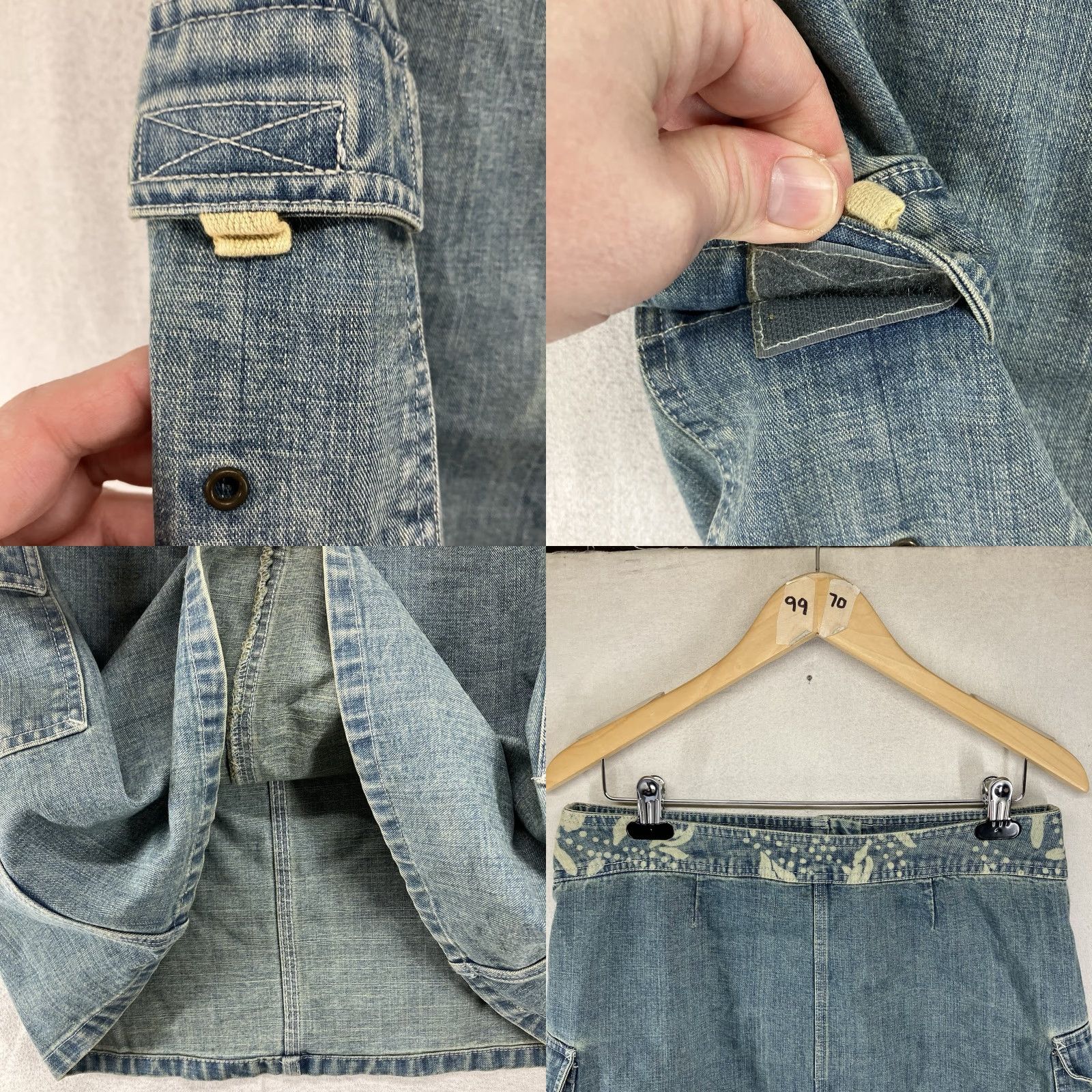 Denime VINTAGE Women's 90s Short Denim Skirt Sz 10 Blue Cotton Denim A-Line Pockets Washed Out Deco Waist Mid Relaxed Casual Mens? No gender. End. Size 32" / US 10 / IT 46 - 10 Thumbnail