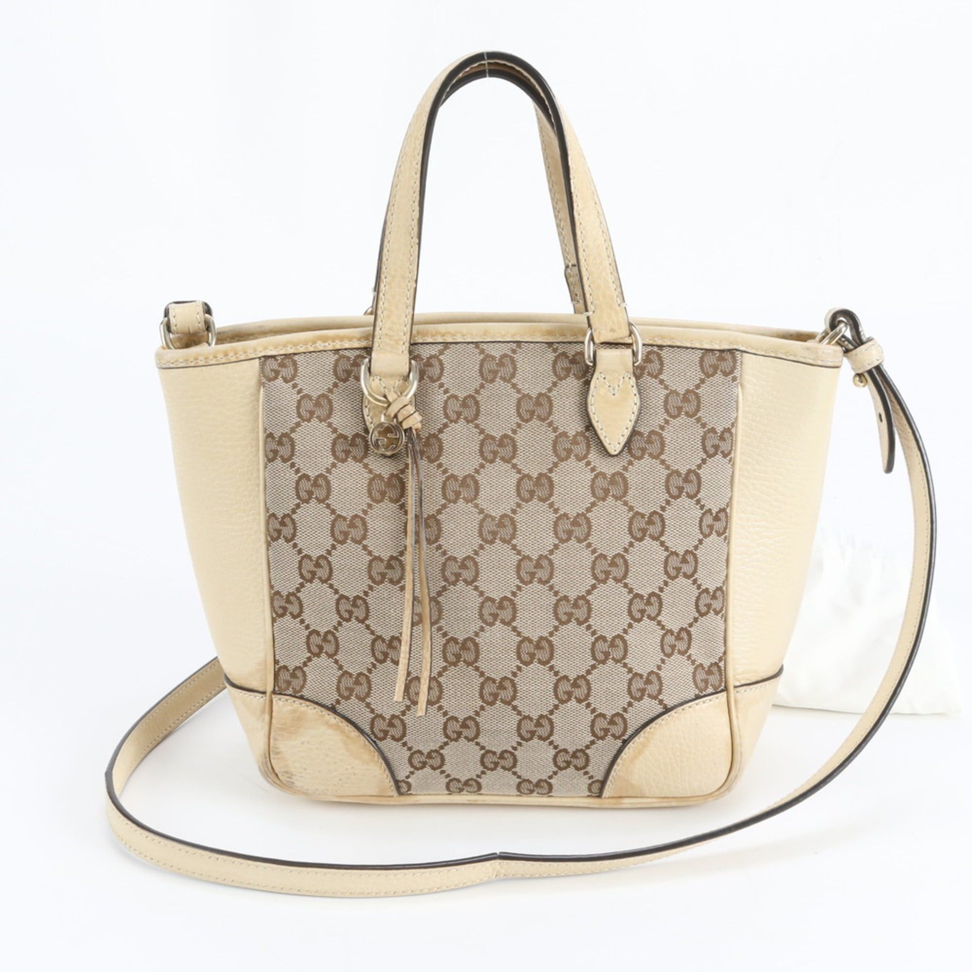 Gucci GG Canvas 449241 Leather Shoulder Bag Handbag Tote Brand Name Women's