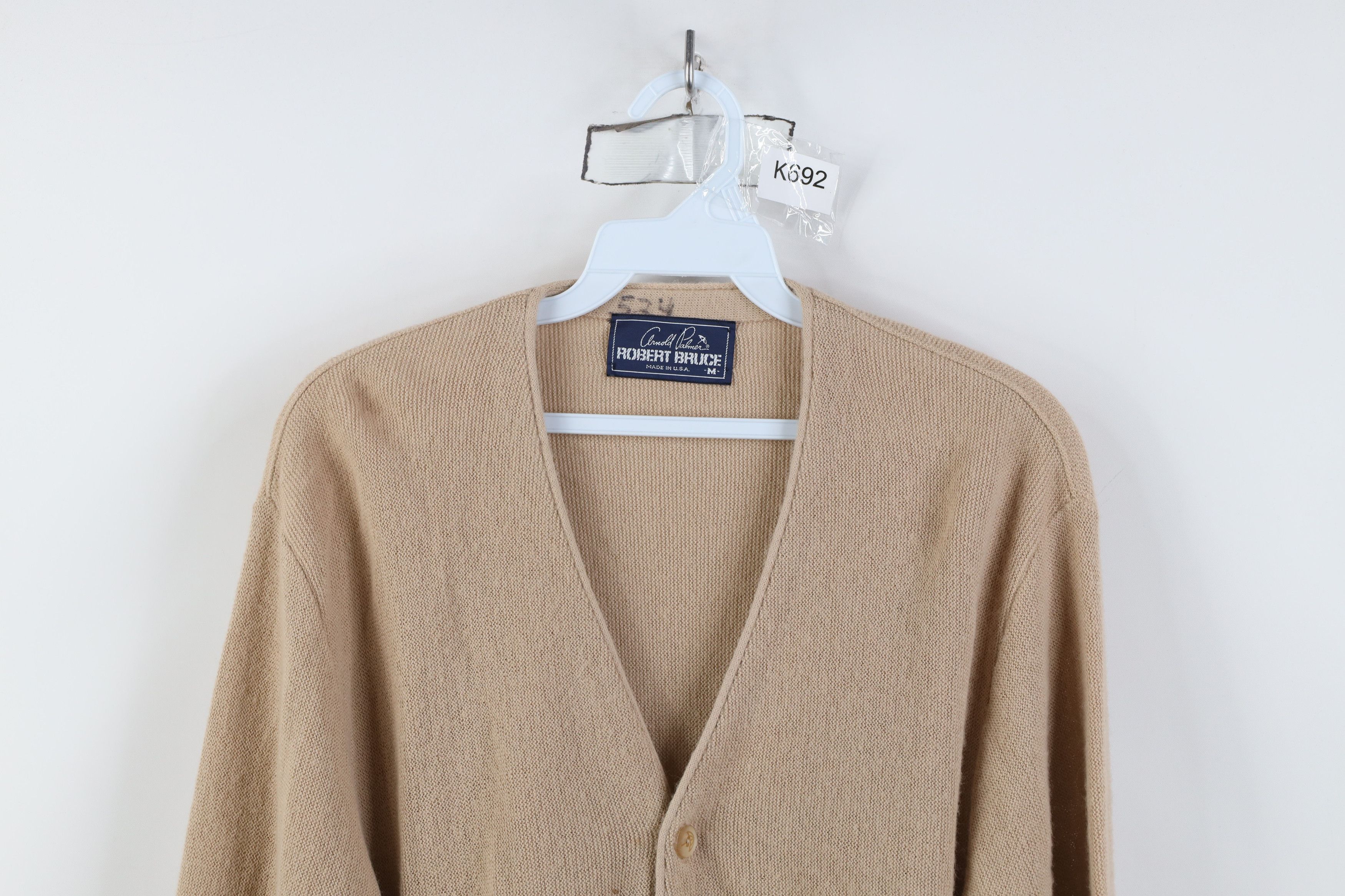 Vintage Vintage 70s Streetwear Knit Cardigan Sweater Beige USA Size US M / EU 48-50 / 2 - 2 Thumbnail