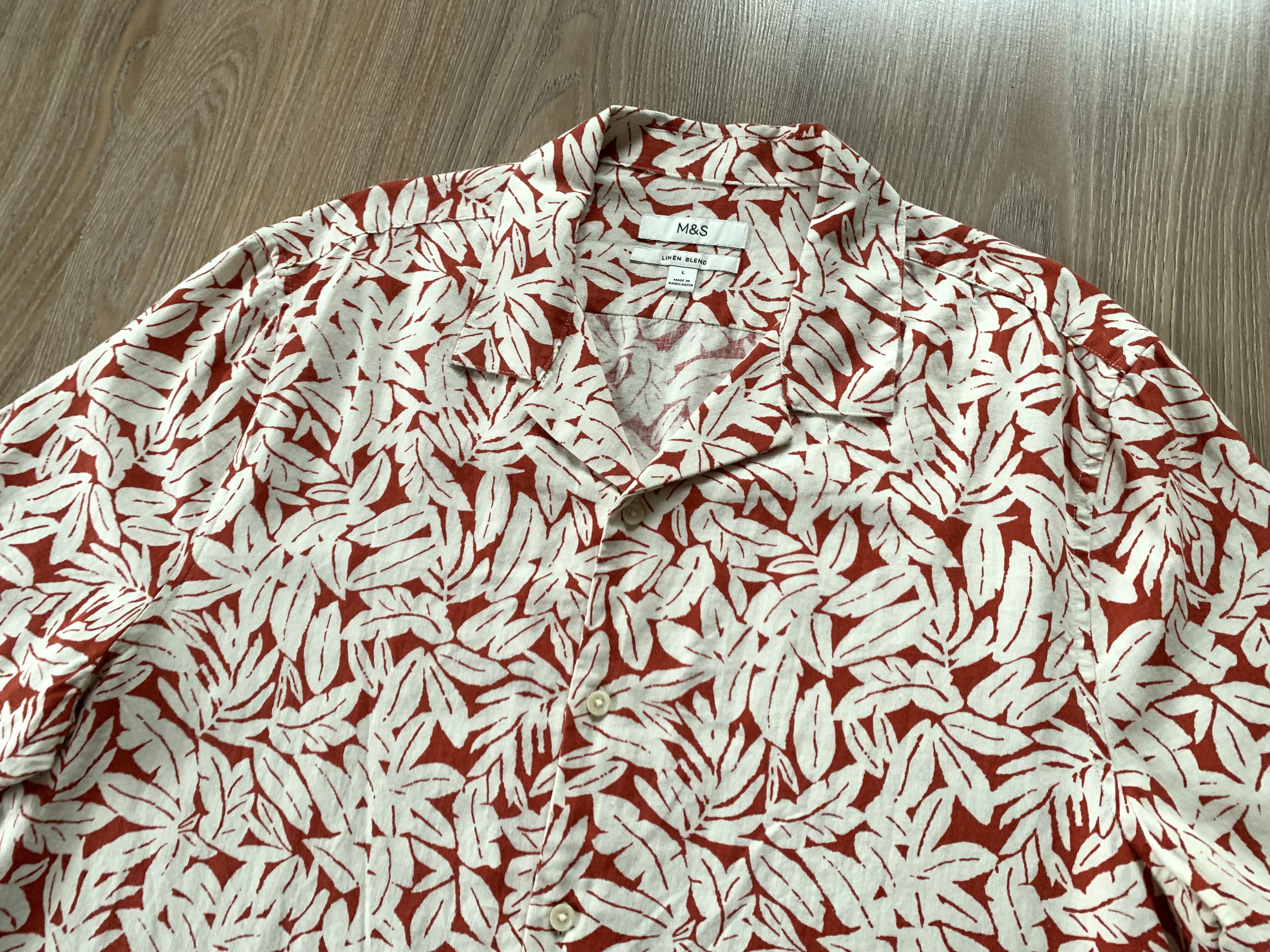 Marks & Spencer Marks & Spencer Linen Blend Printed Hawaiian Shirt Size US L / EU 52-54 / 3 - 4 Thumbnail