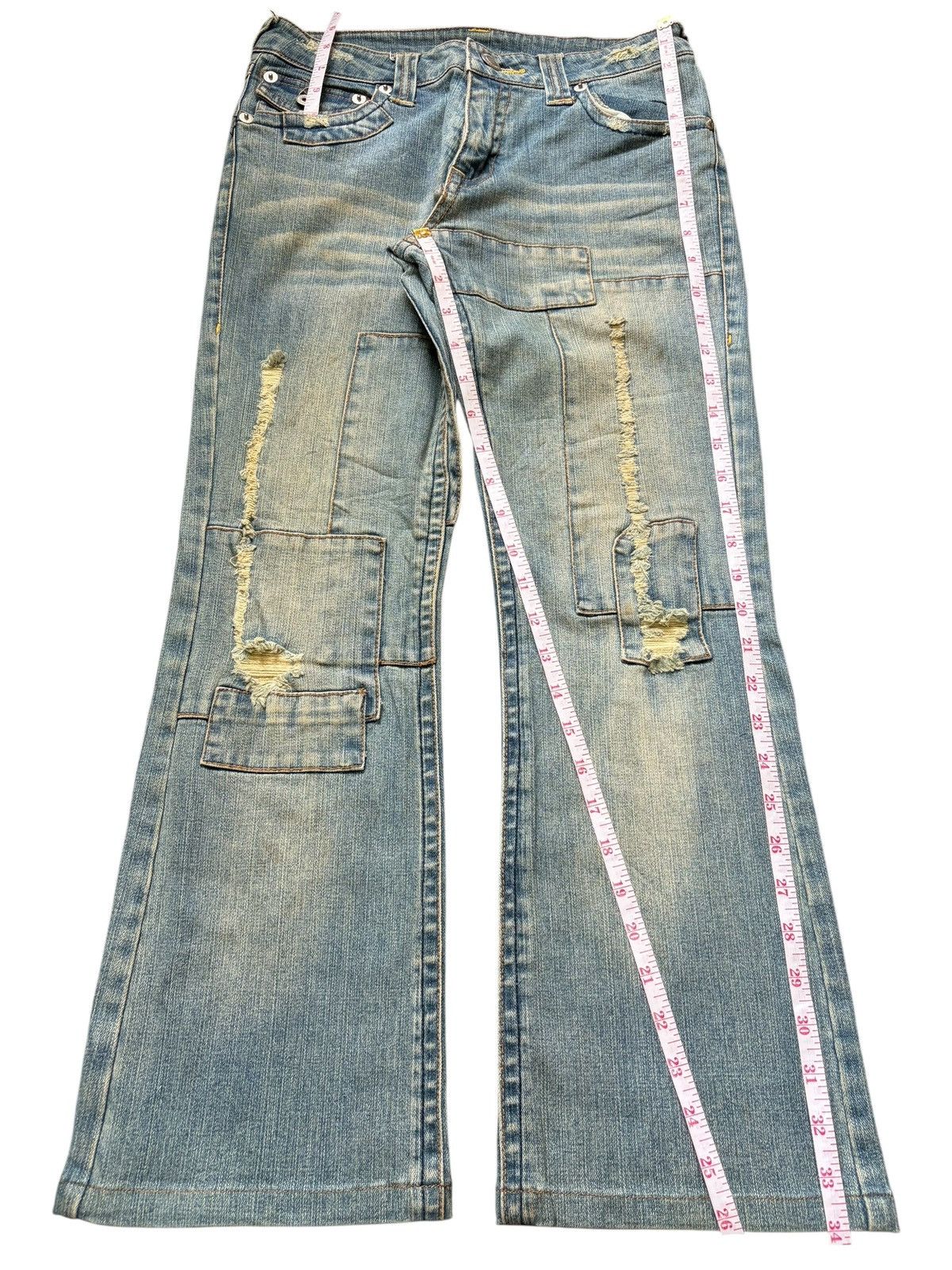 Hysteric Glamour Vintage Japanese Brand Patches Distress Flare Jeans Size 27" / US 4 / IT 40 - 7 Thumbnail