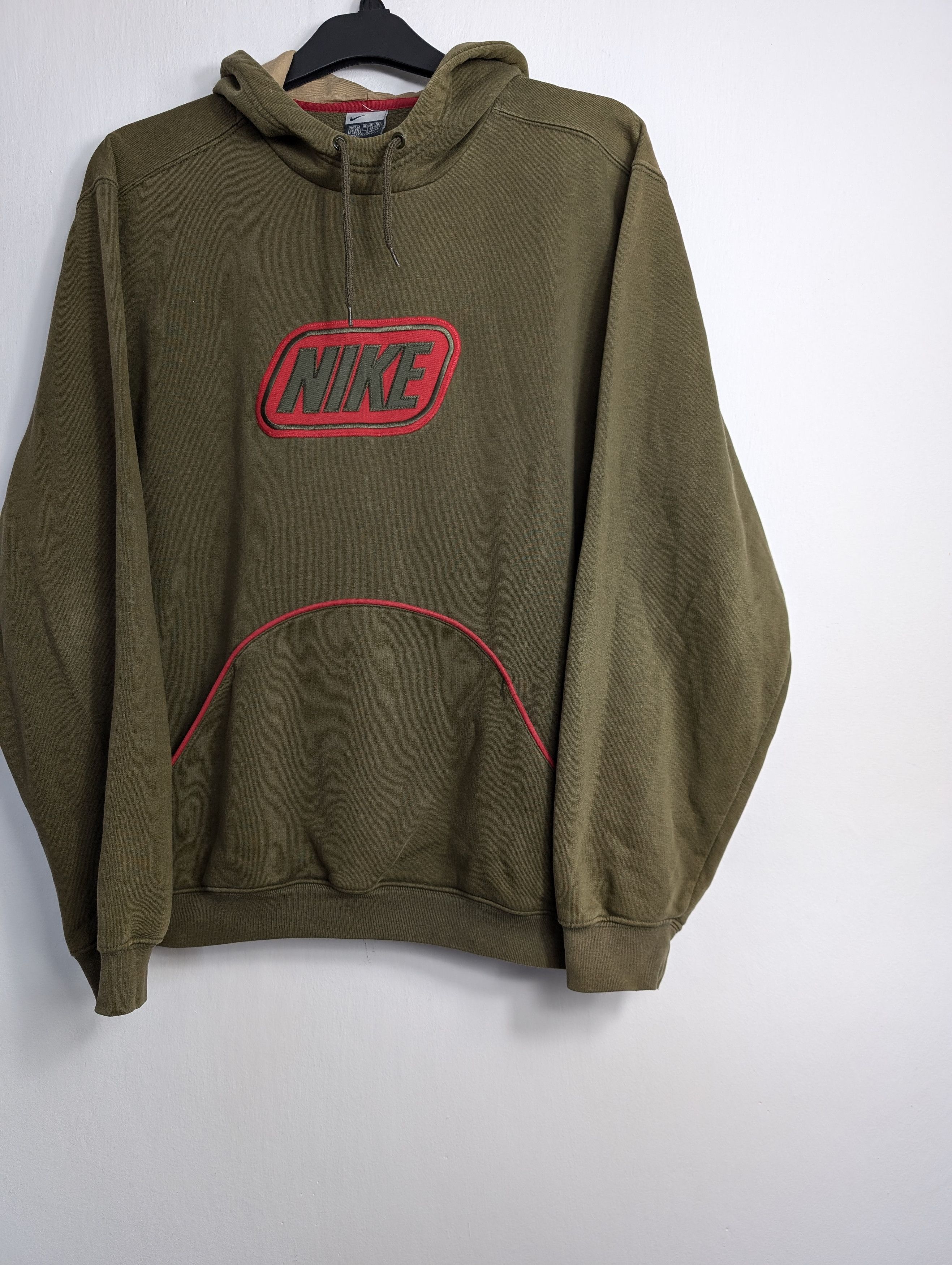 Nike Vintage Nike Hoodie Central Logo Olive Y2K Boxy Retro Baggy Size US M / EU 48-50 / 2 - 3 Thumbnail
