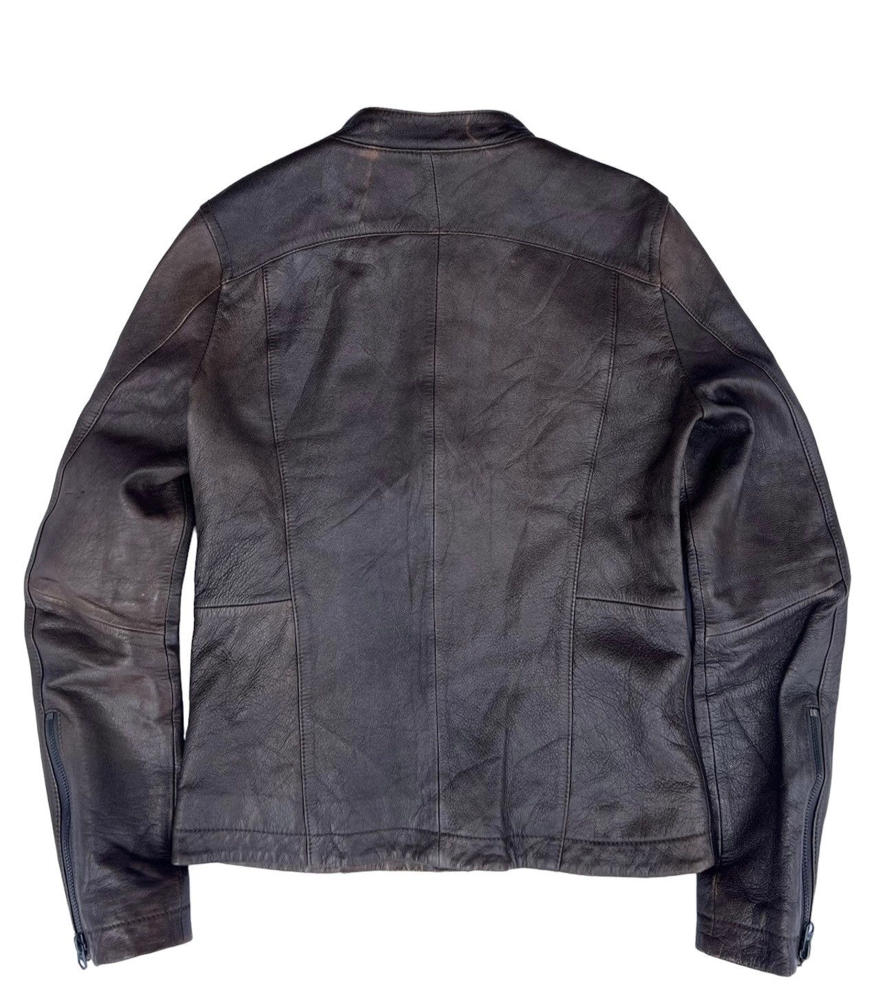 Katharine Hamnett London HAMNETT Nehru Collar Goat Skin Fade Patina Leather Jacket Size US S / EU 44-46 / 1 - 2 Thumbnail