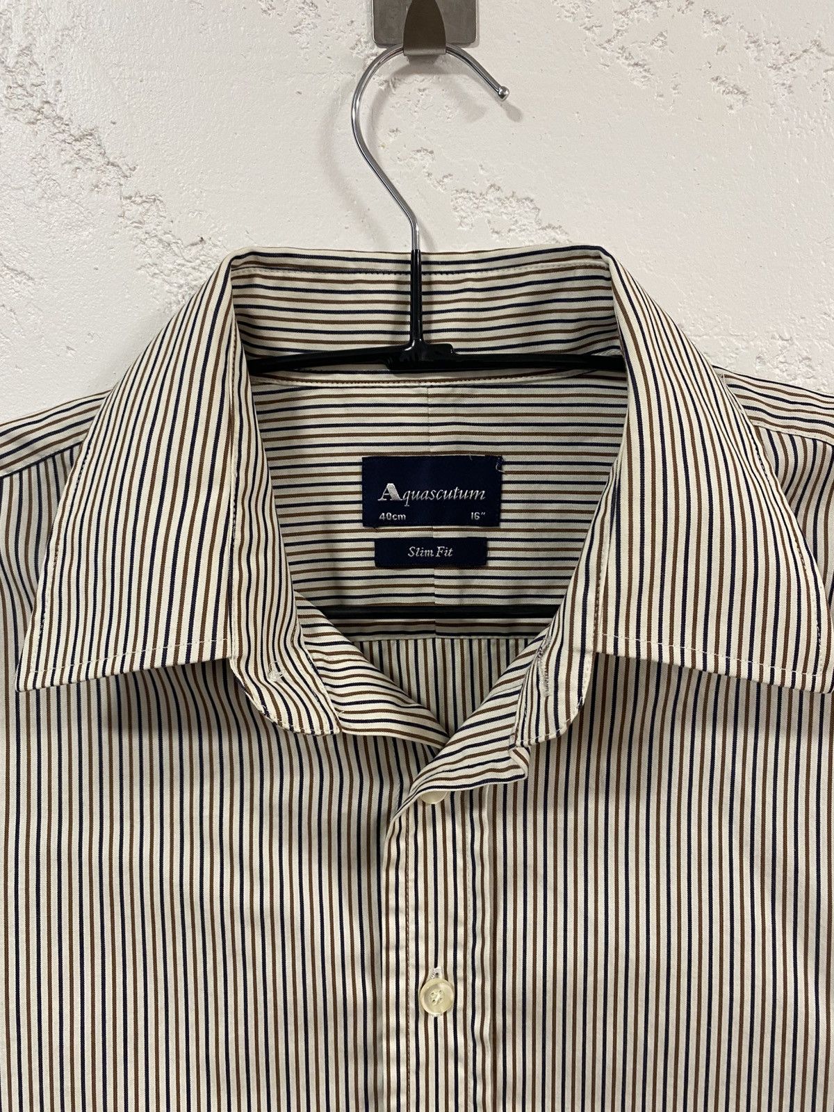 Aquascutum Aquascutum Stripe Clun Check Pattern Button Shirt Size: 16 Size US M / EU 48-50 / 2 - 3 Thumbnail