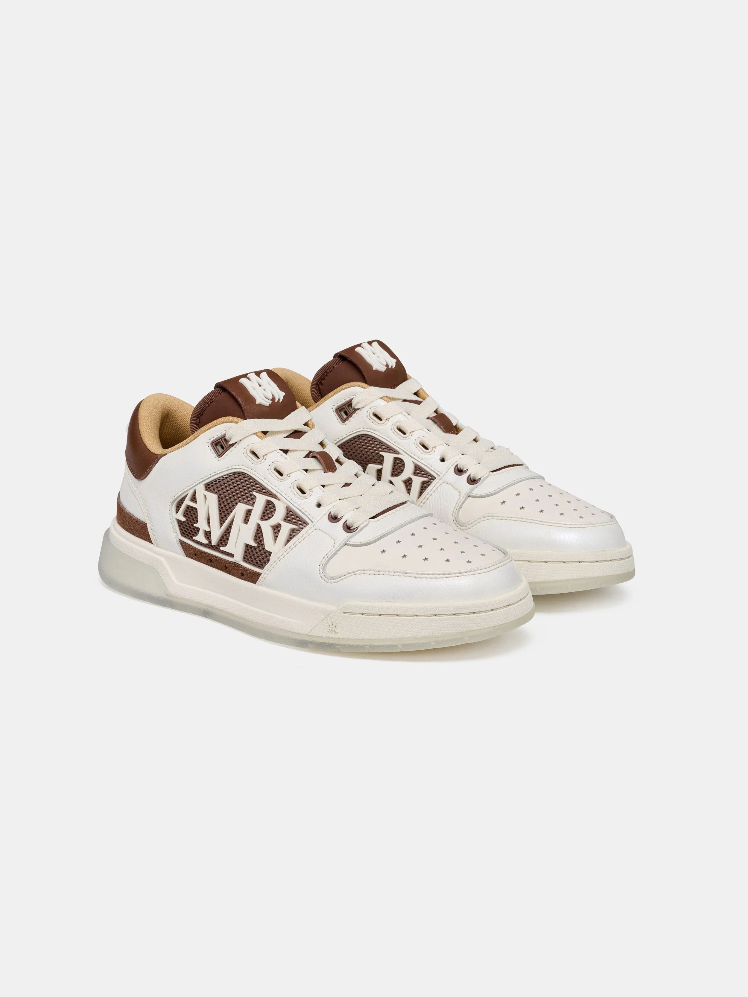 Amiri os11x0326 Pebbled Classic Low Top Sneakers in White/Brown Size US 10 / EU 43 - 2 Thumbnail