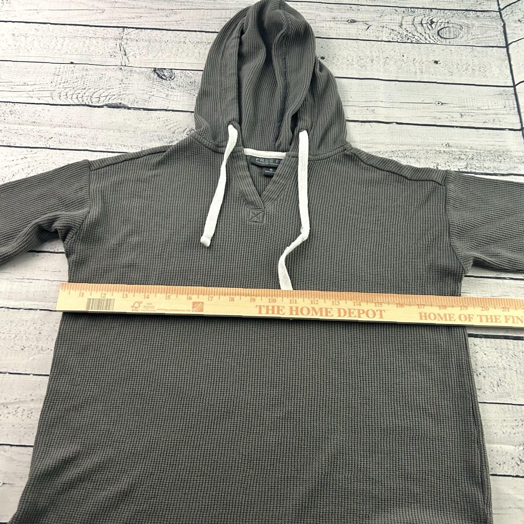 Vintage Free Fly Hooded Thermal Long Sleeve Top Women's S Gray Size S / US 4 / IT 40 - 4 Thumbnail