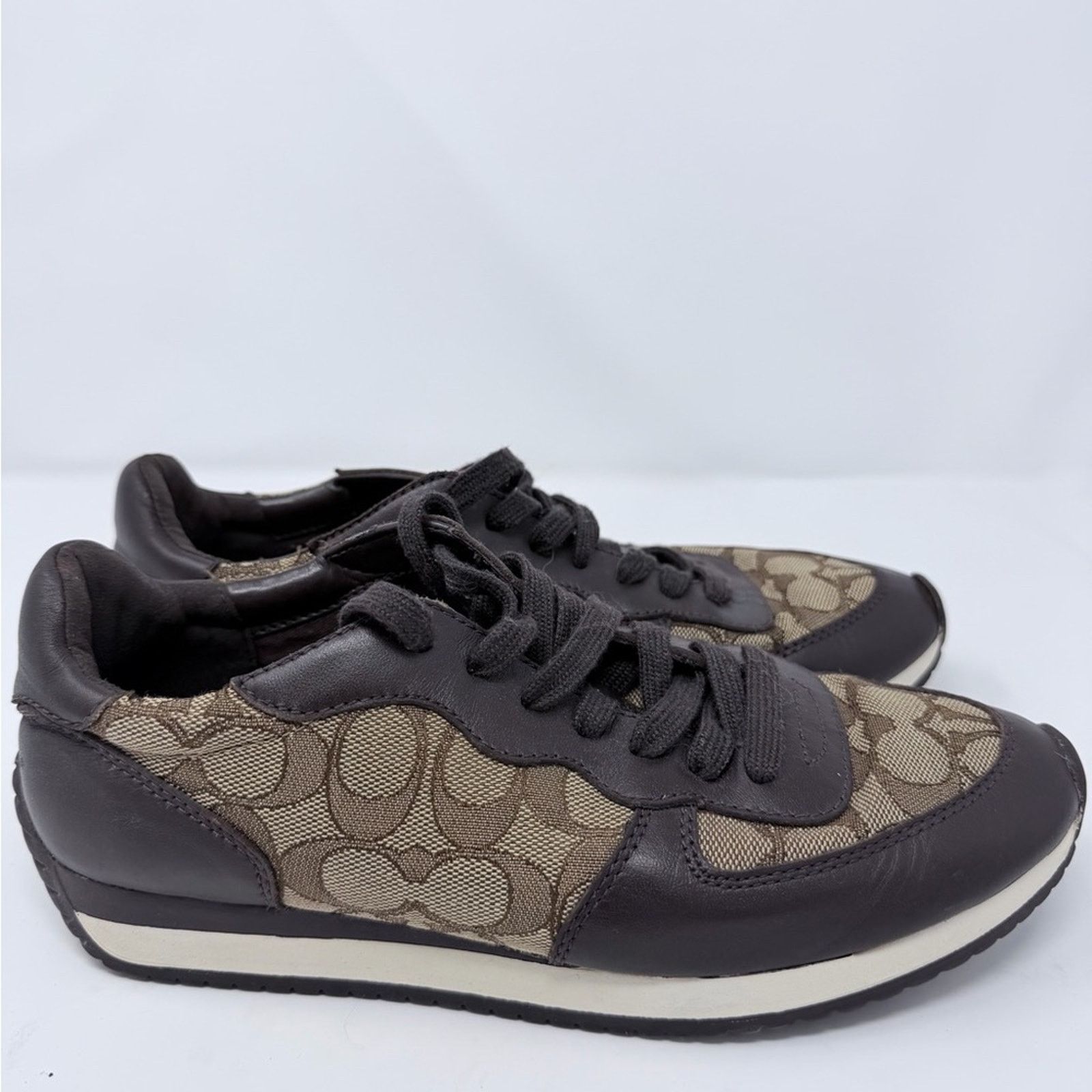 Coach Coach Farrah Signature Jacquard Brown Tan Sneakers size 8,5 Size US 8.5 / IT 38.5 - 5 Thumbnail